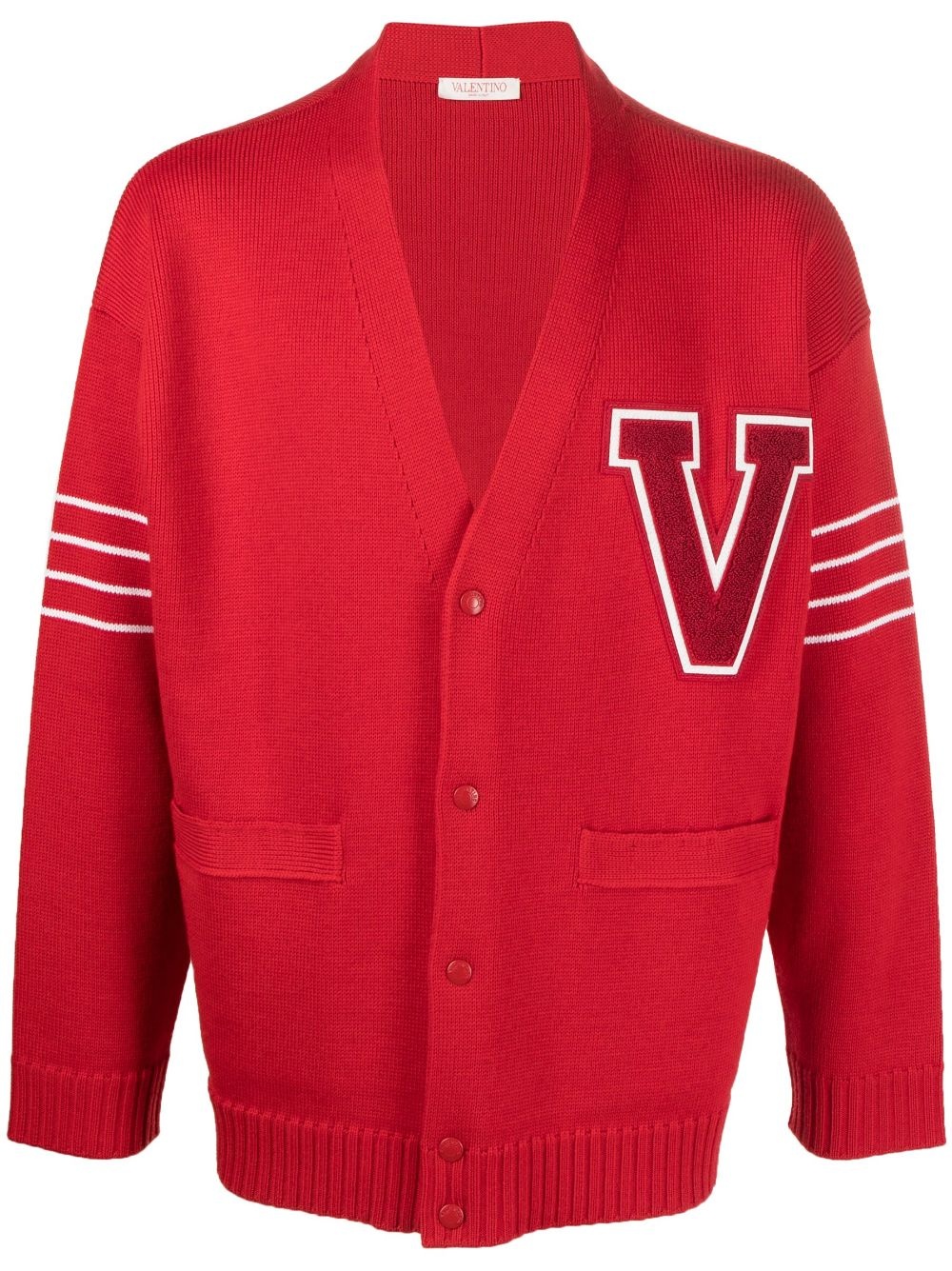 VLogo-patch wool cardigan - 1