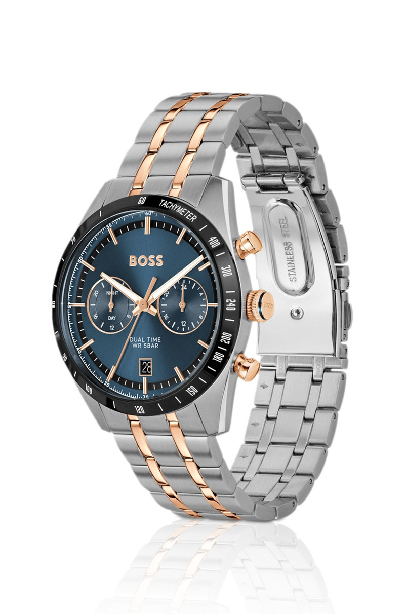 BOSS BLUE-DIAL WATCH WITH TWO-TONE BRACELET outlook