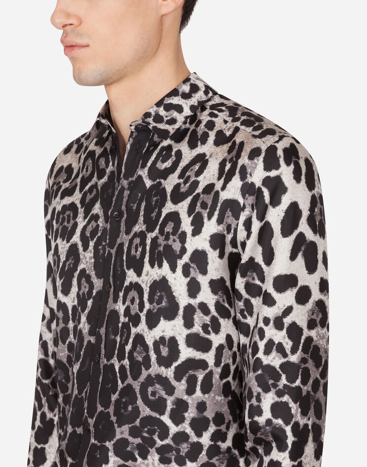 Silk Martini-fit shirt with leopard print - 4