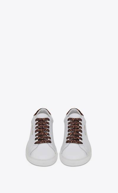 SAINT LAURENT andy sneakers in smooth leather and leopard-print pony-effect leather outlook