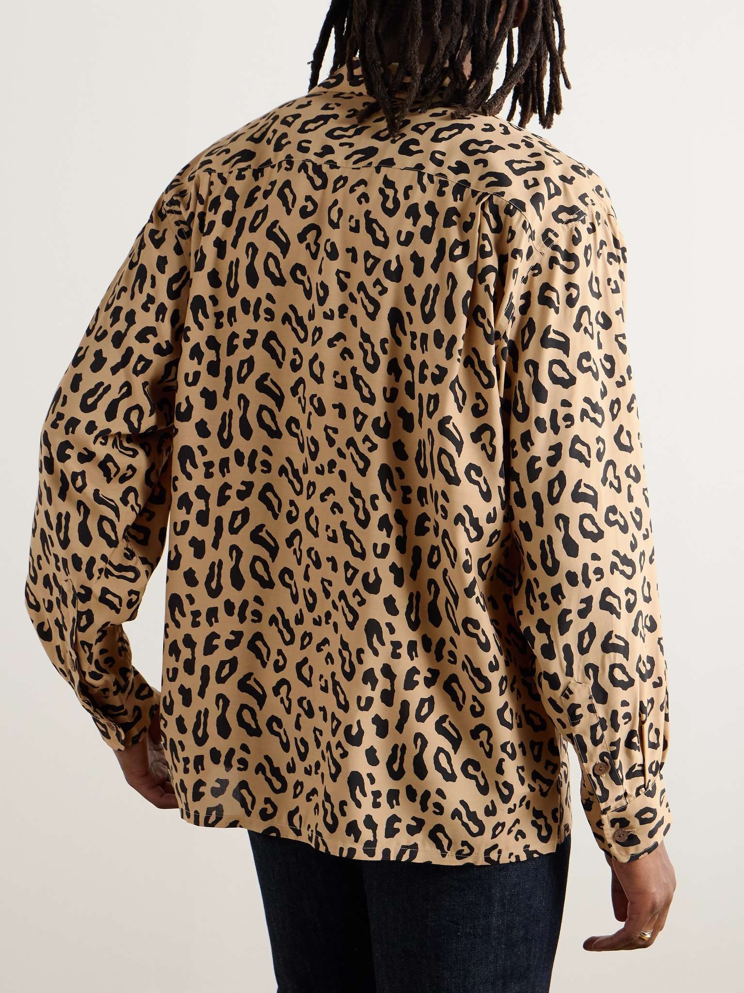 Convertible-Collar Leopard-Print Woven Shirt - 4