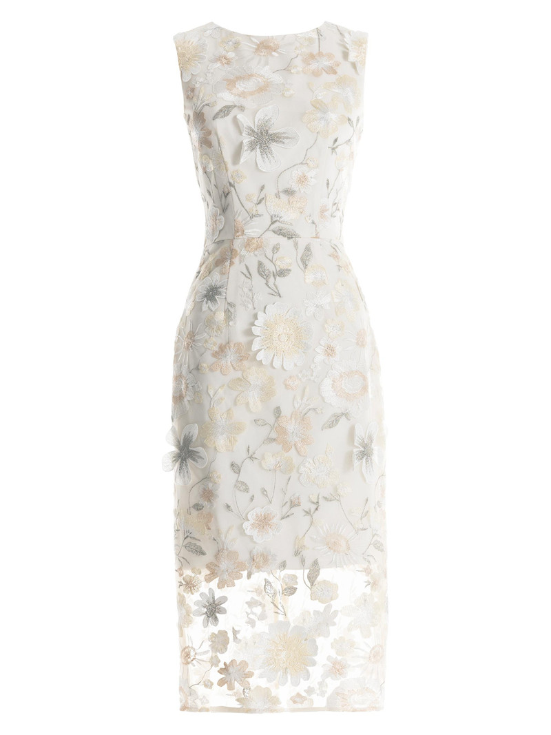 Women's Claudette Floral Embroidered Body-Con Midi-Dress - Ivory Multi 1