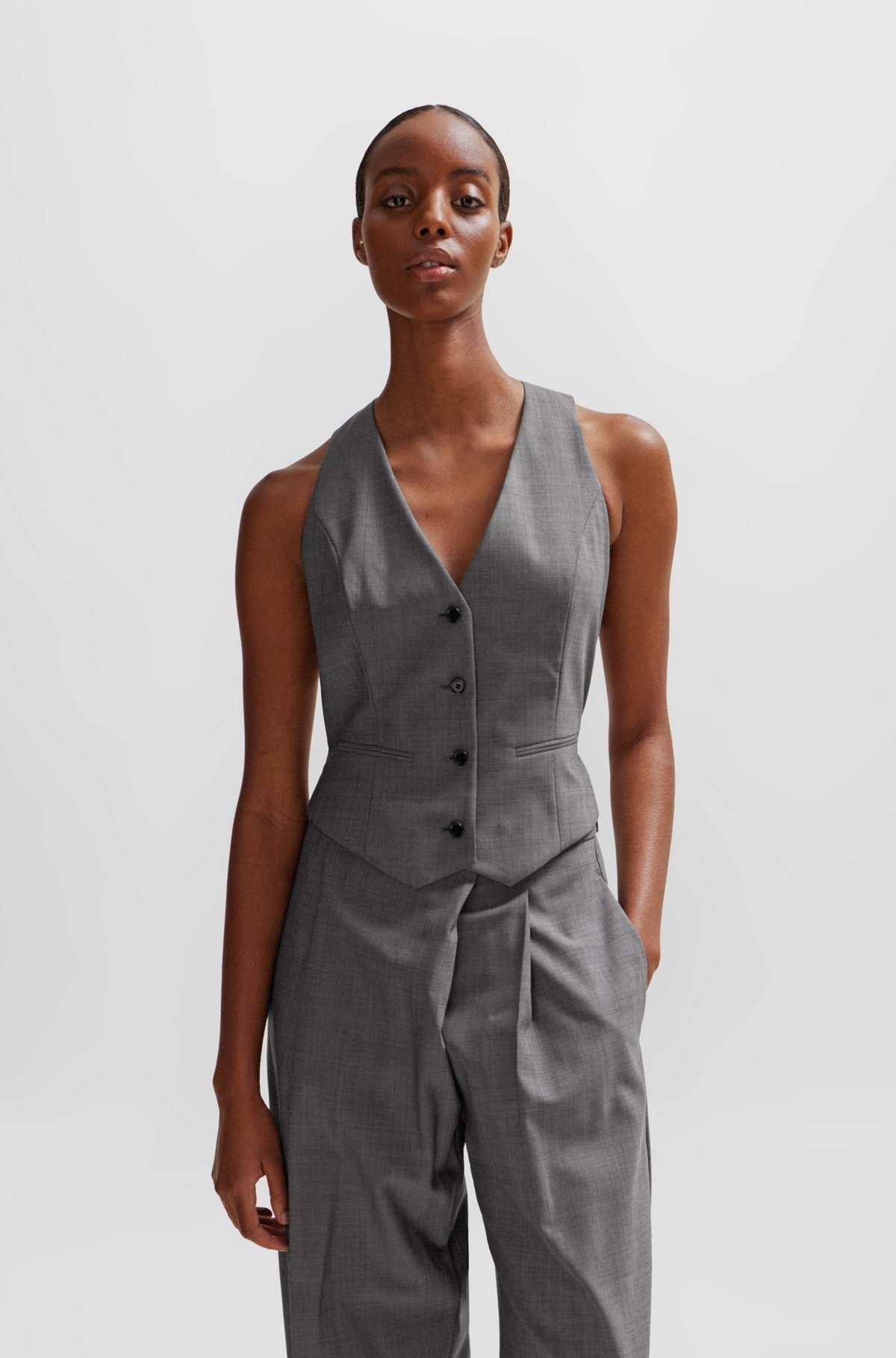 OPEN-BACK SLIM-FIT WAISTCOAT IN VIRGIN WOOL - 2