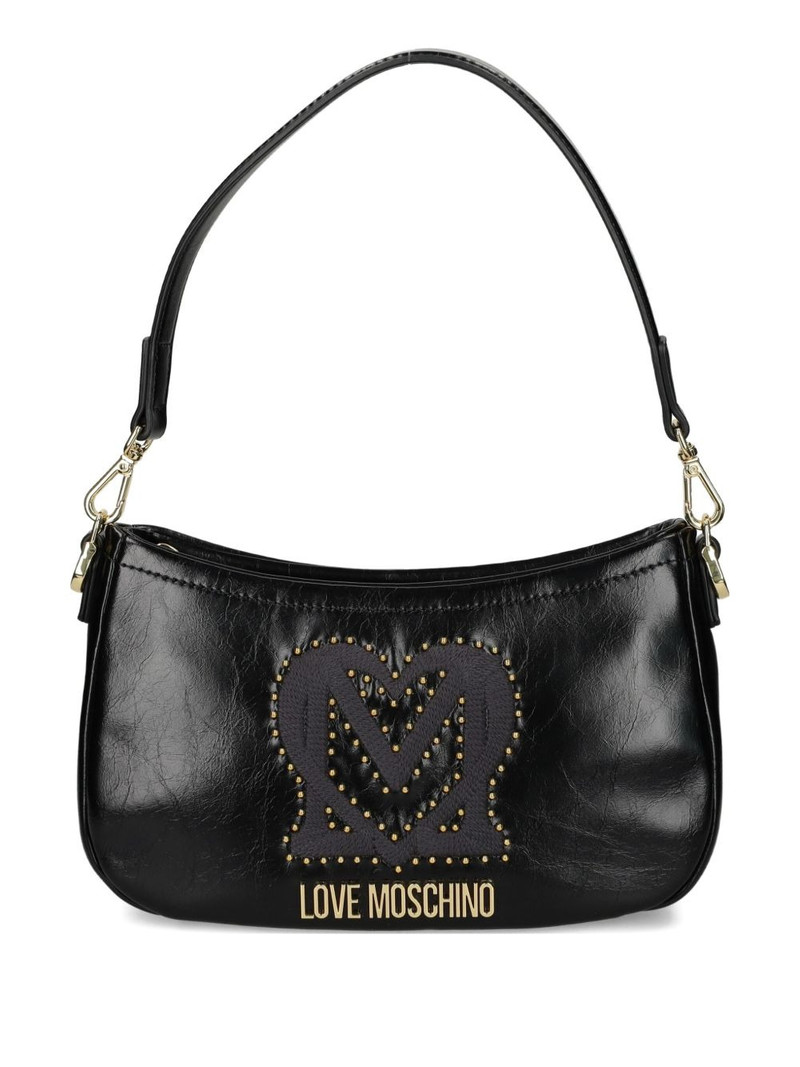 logo-plaque studded shoulder bag 1