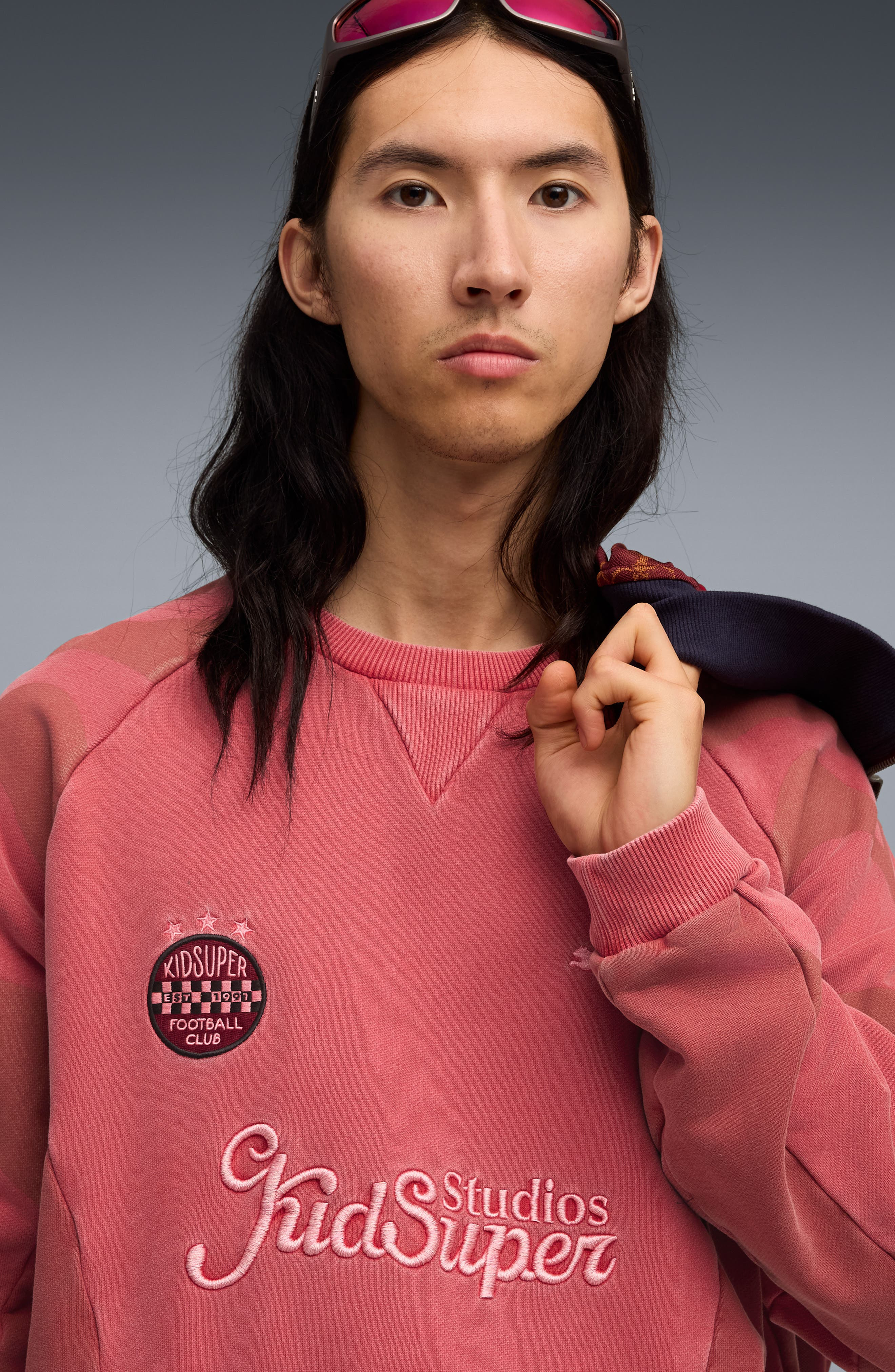 PUMA x KidSuper MCFC Embroidered Cotton Graphic Sweatshirt in Dark Crimson at Nordstrom - 7