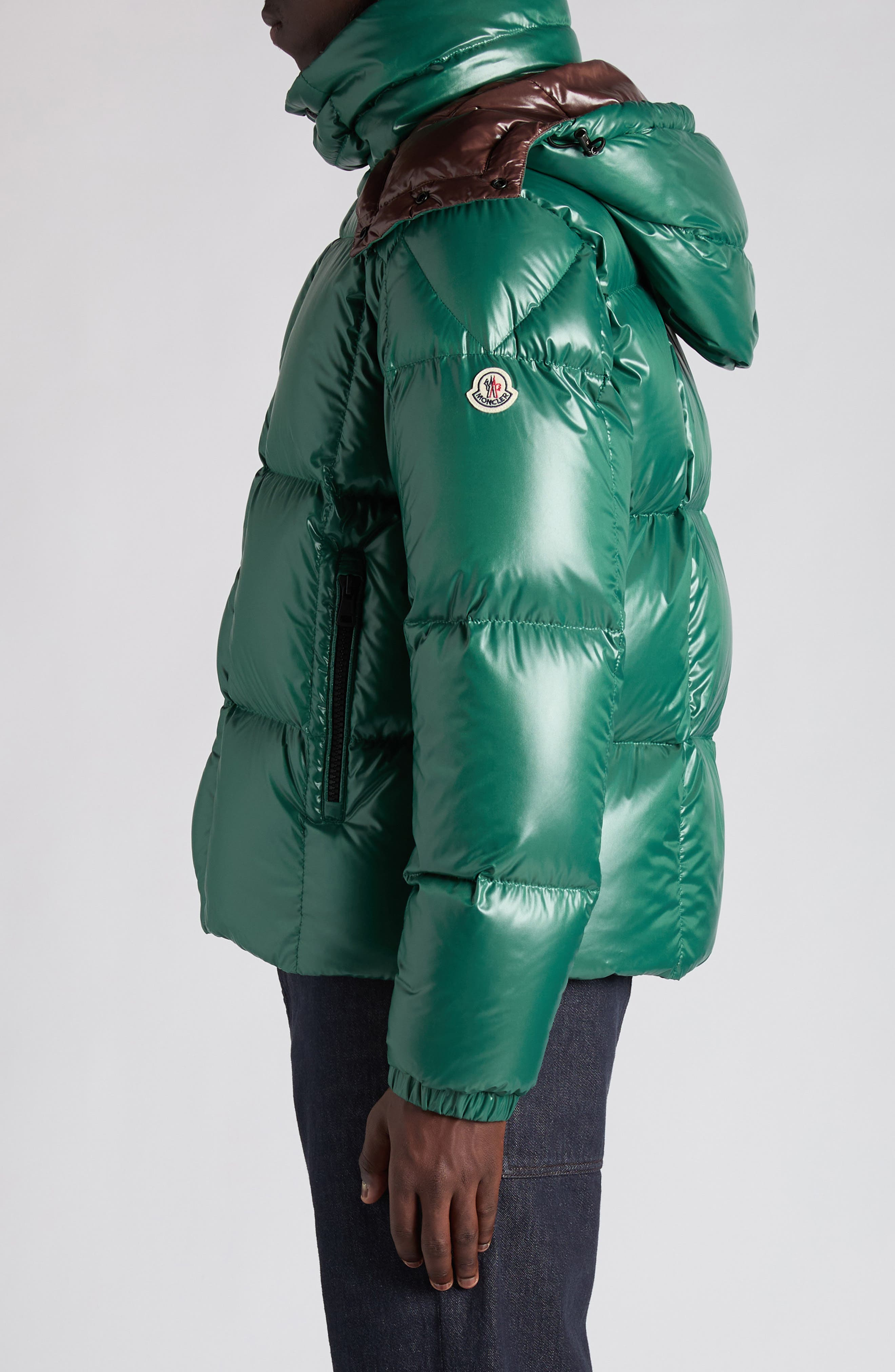 Moncler Parana Down Jacket with Removable Hood in Bistro Green at Nordstrom - 4