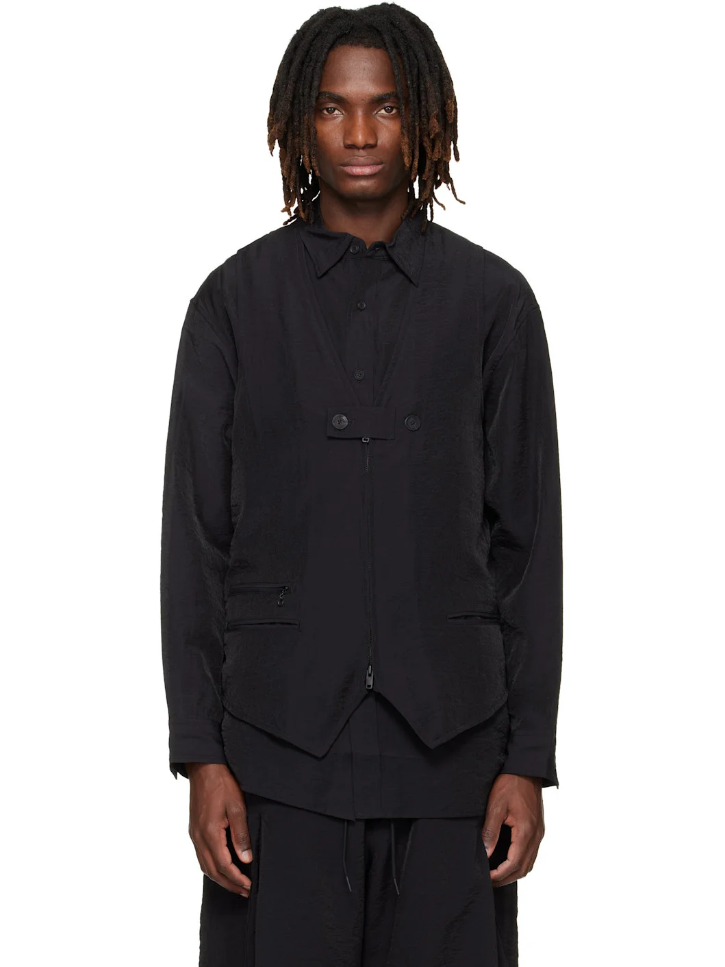 Black Tailored Vest - 1