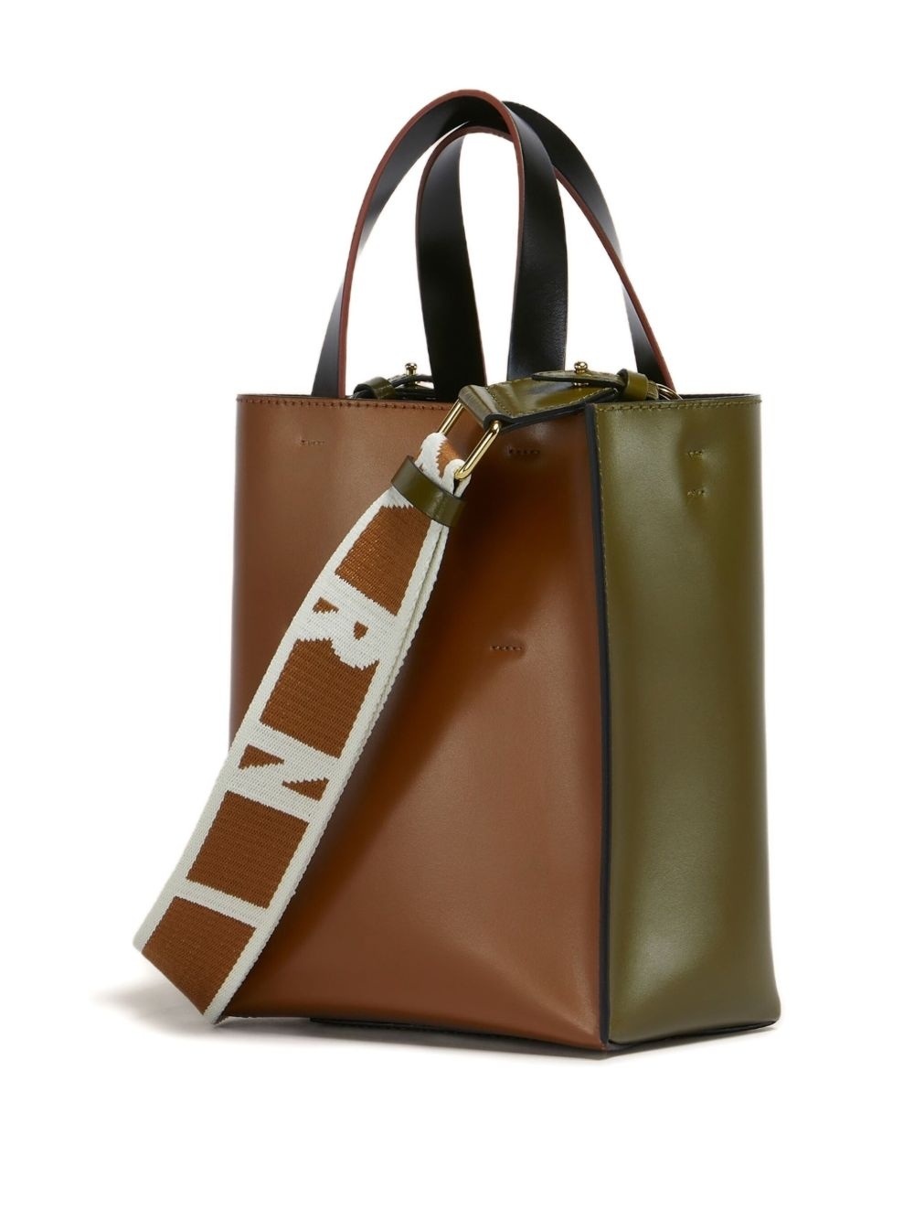colour-block leather tote bag - 3