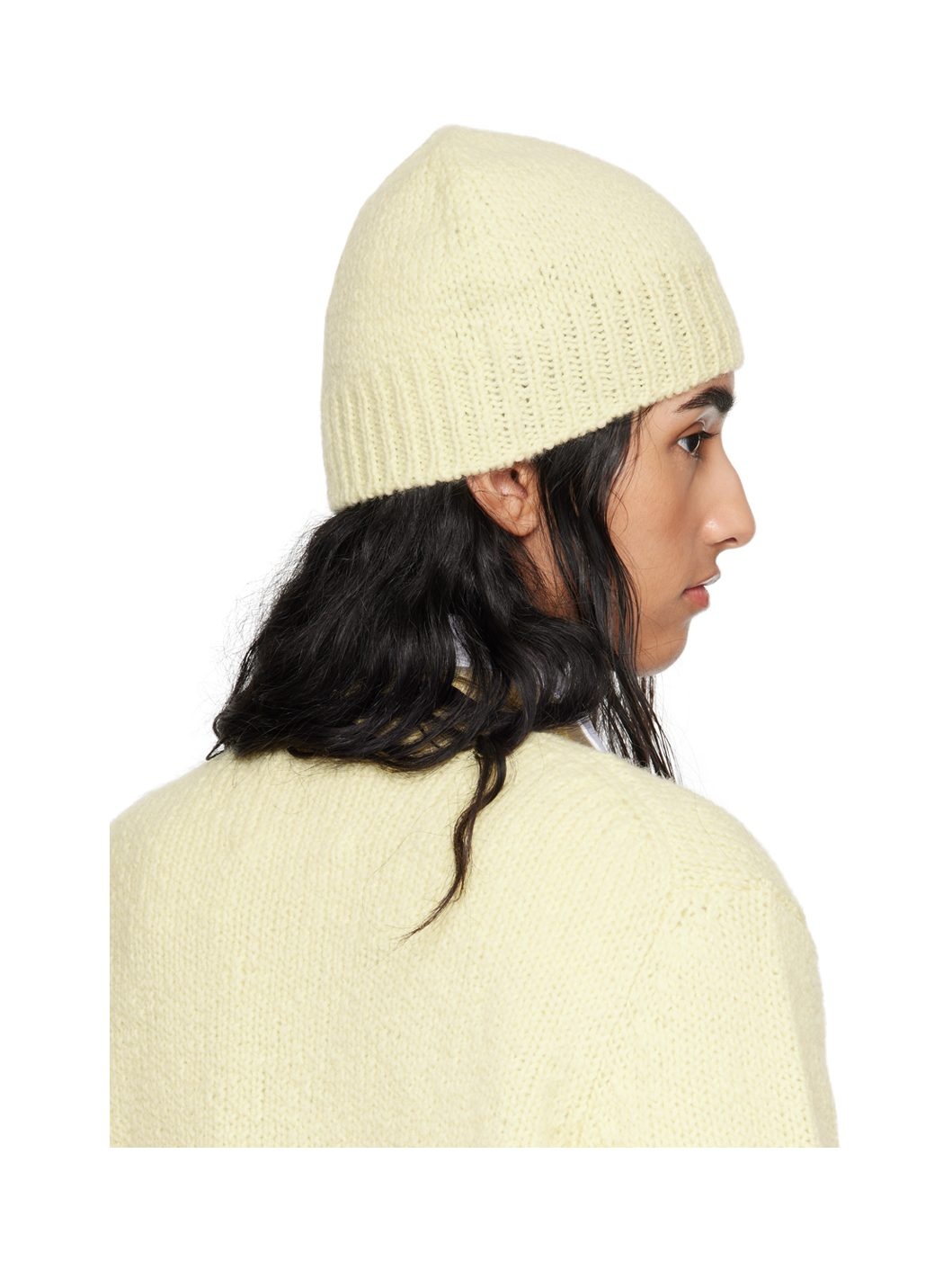 Yellow Irregular Texture Wool Beanie - 3
