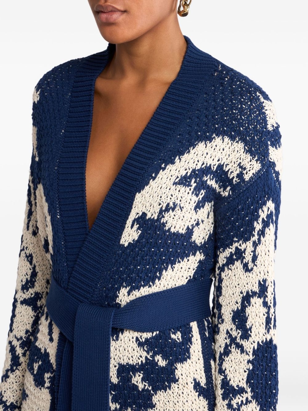 floral-jacquard cardigan - 4