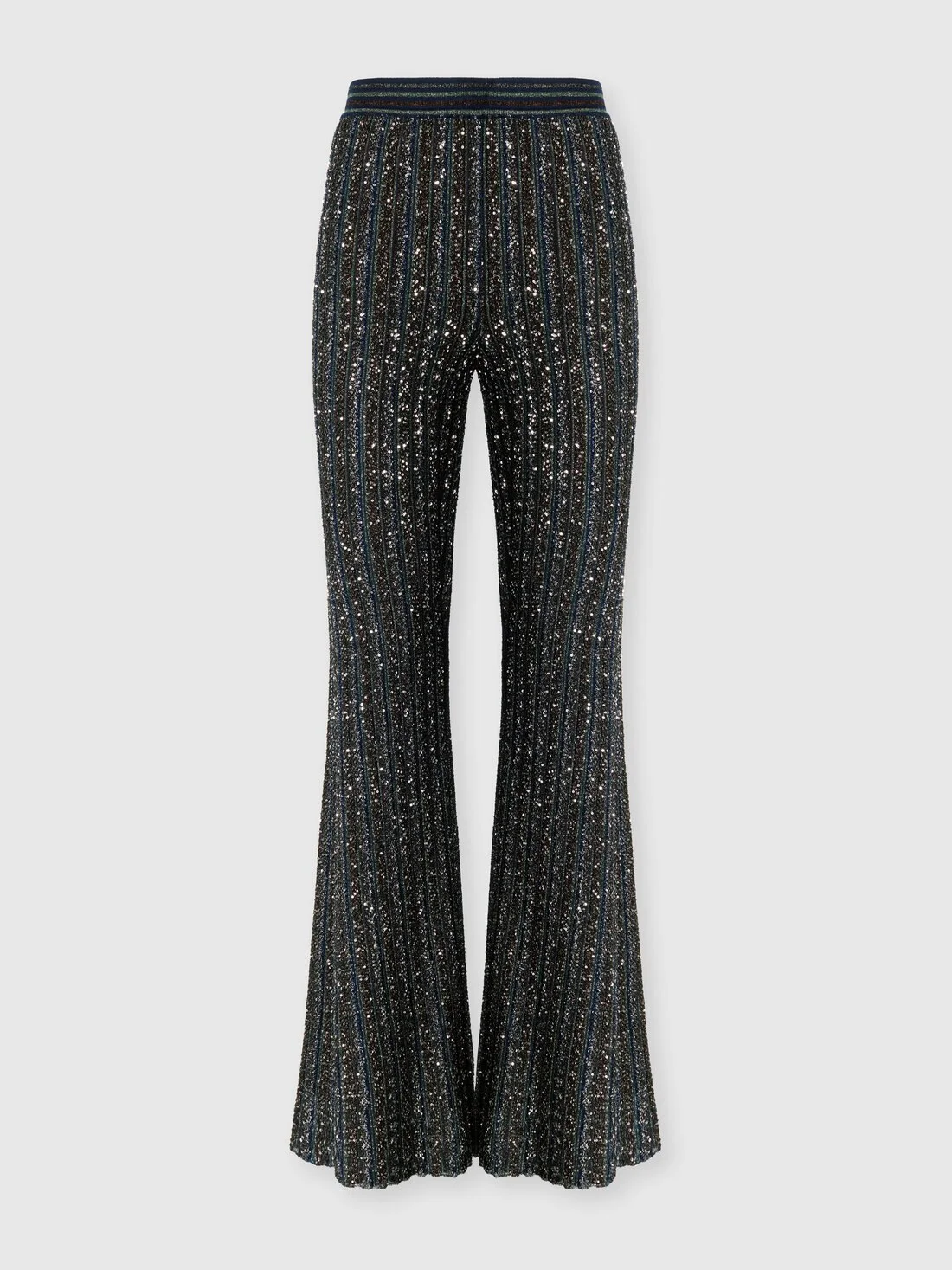 Striped flared trousers with sequins - 1