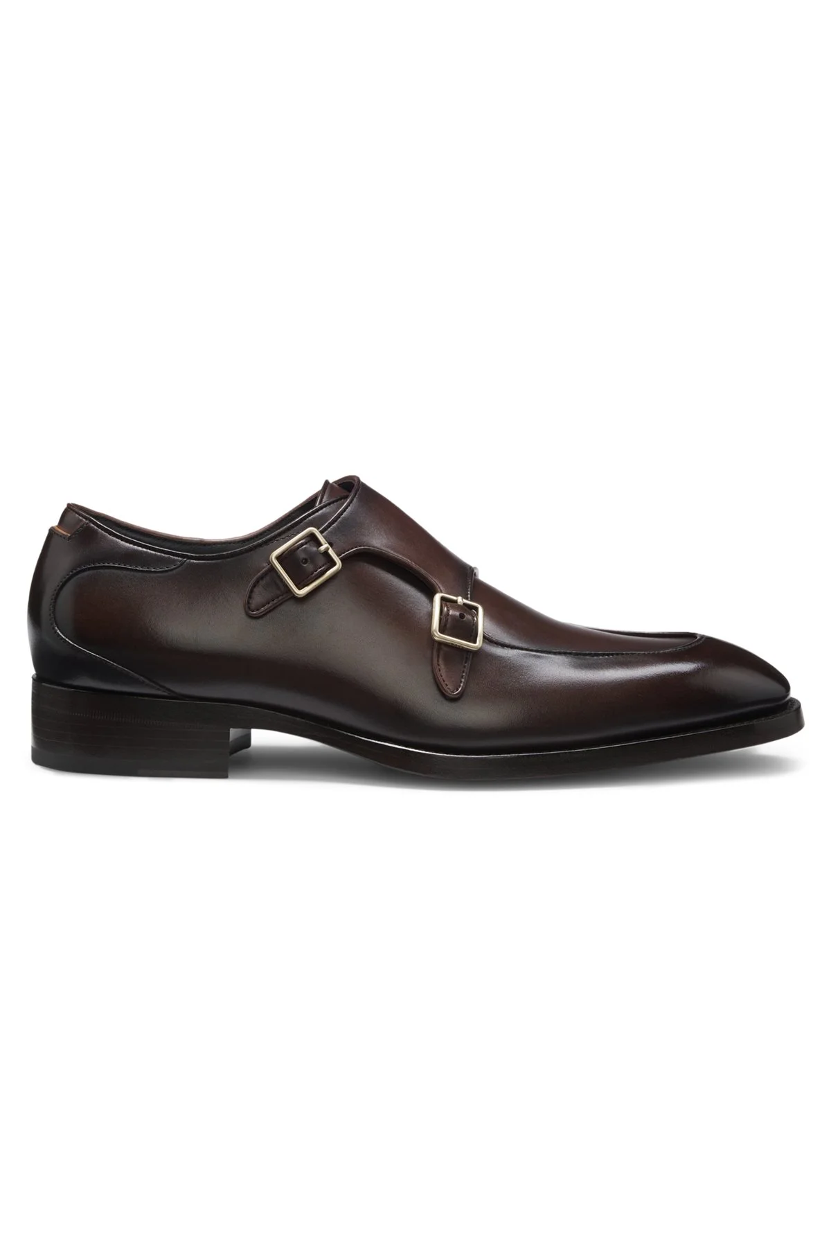 BRUSHED-LEATHER MONK SHOES WITH DOUBLE STRAP - 1