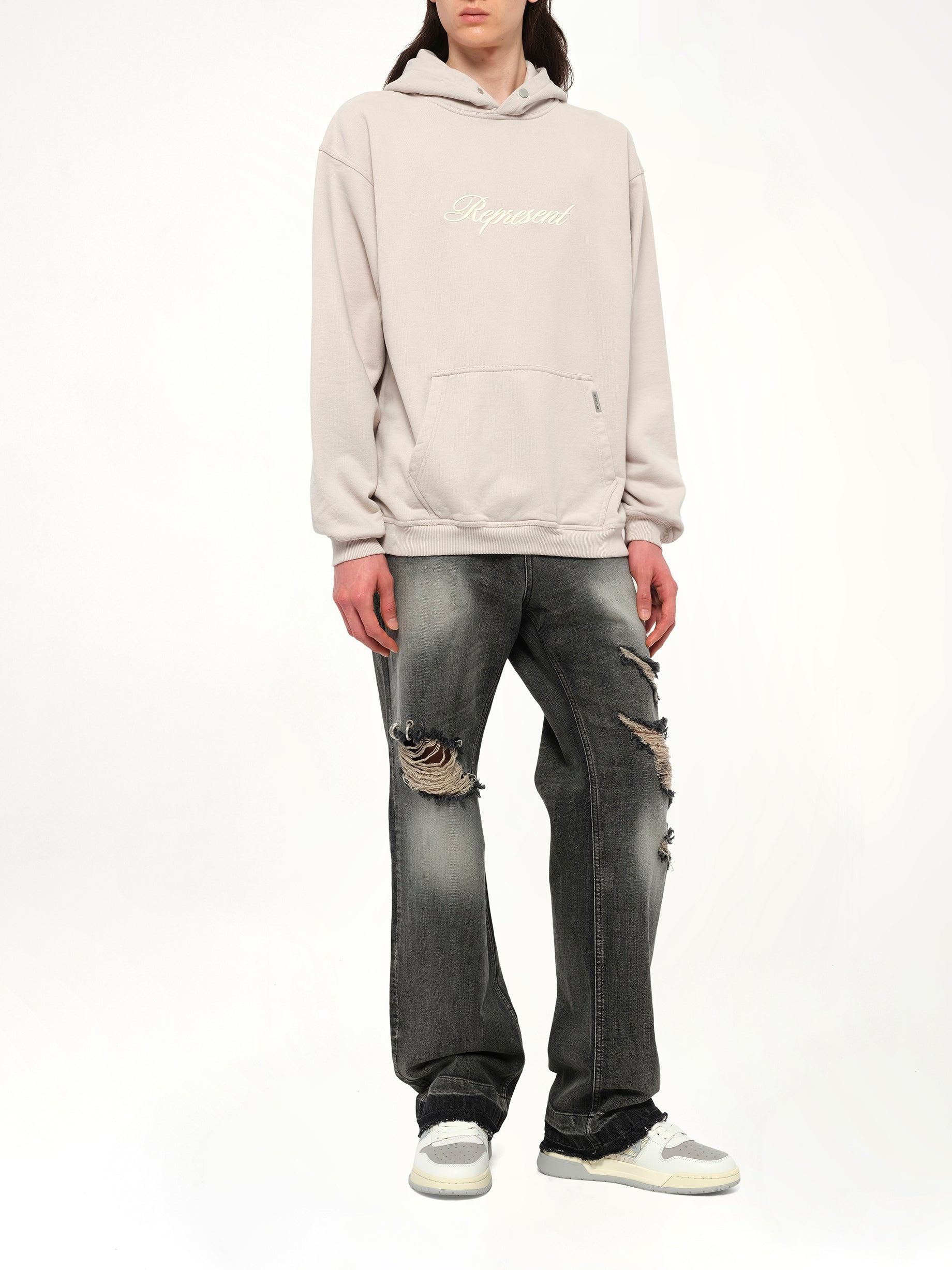 Script Logo Hoodie in Concrete - 4