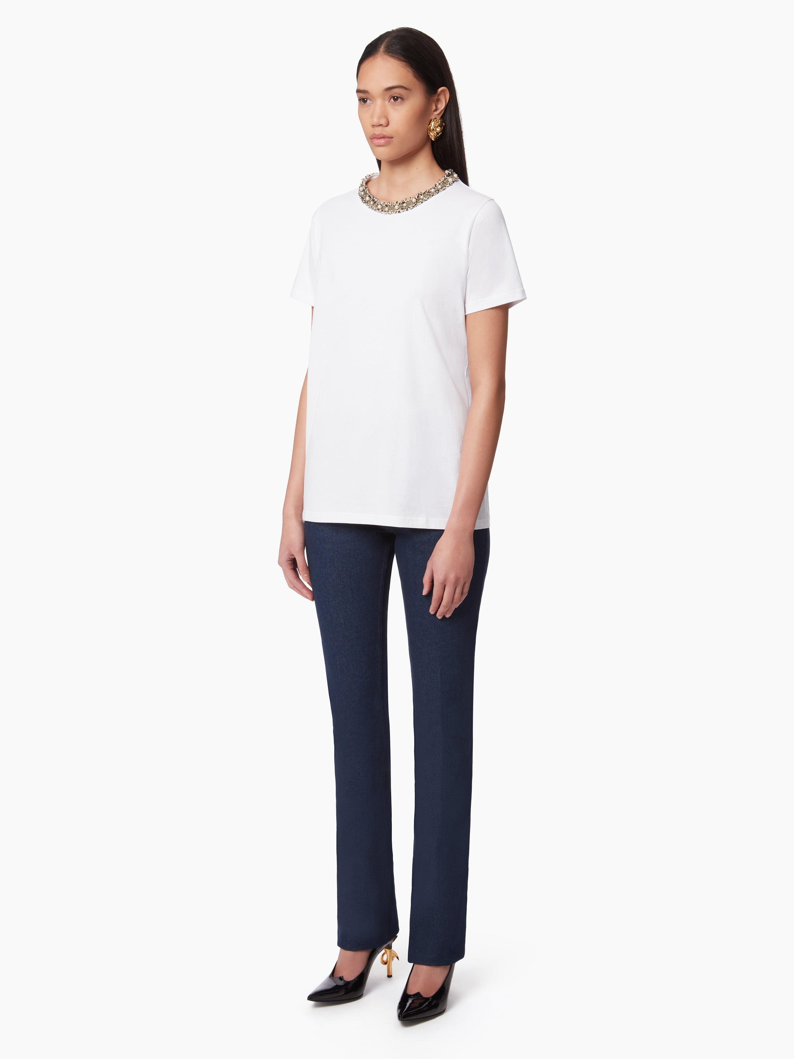 BEADED NECKLINE T-SHIRT - 2