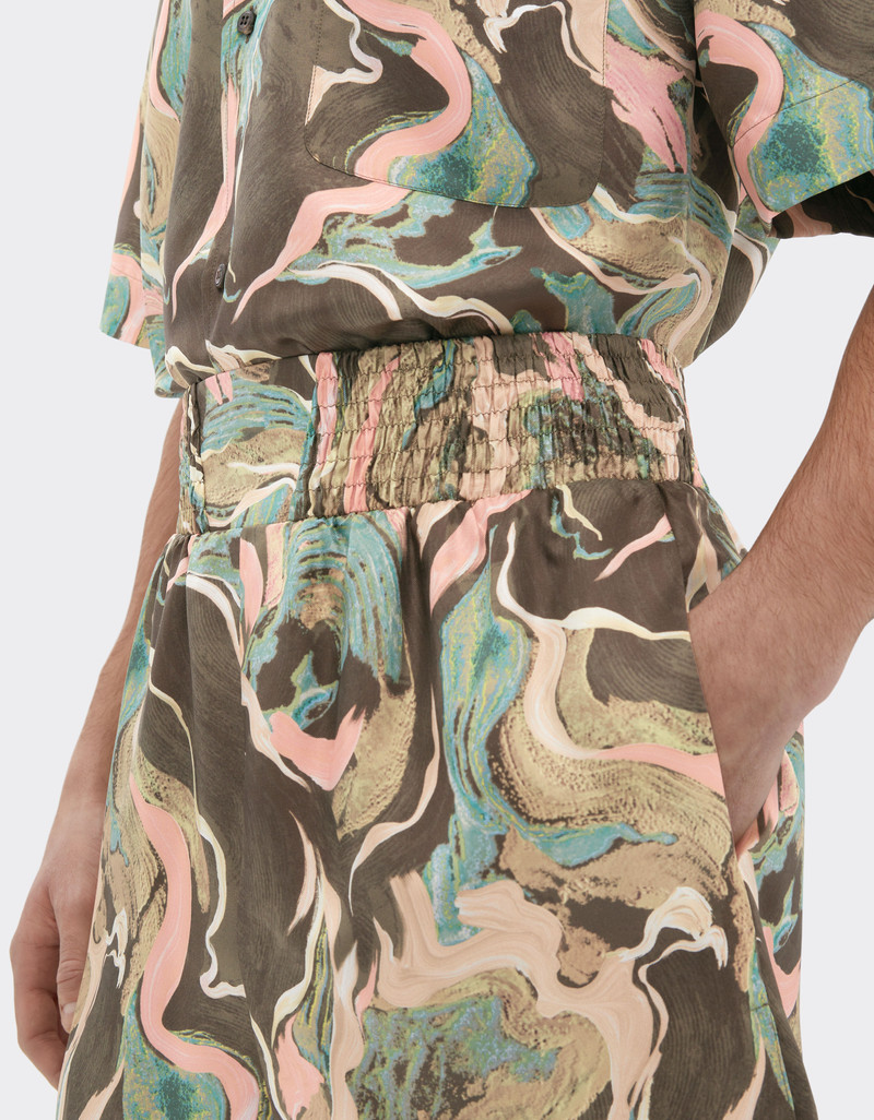 Silk shorts with Marble Horse print 5