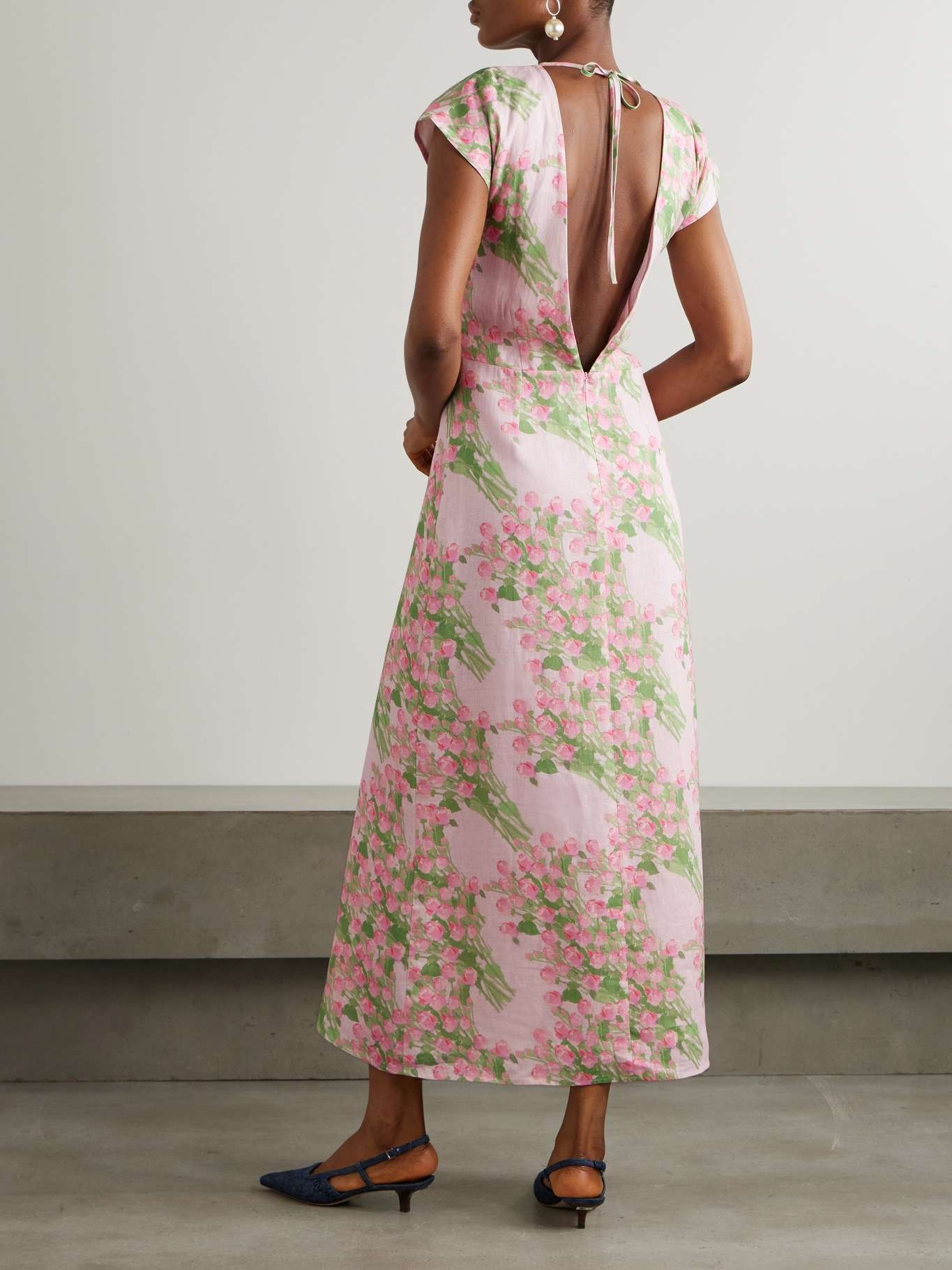 Anne open-back floral-print linen midi dress - 3