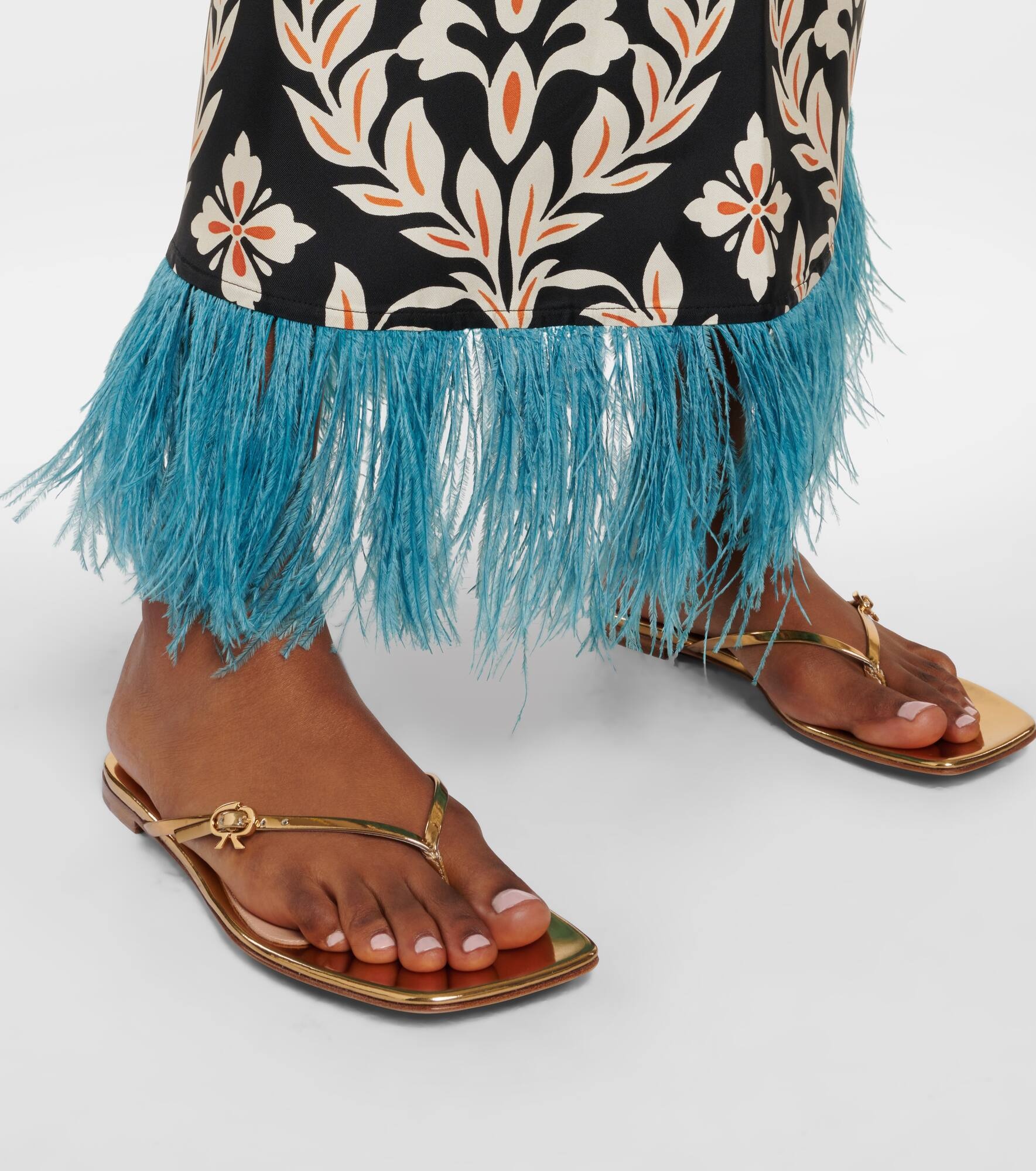 Mirrored leather thong sandals - 4
