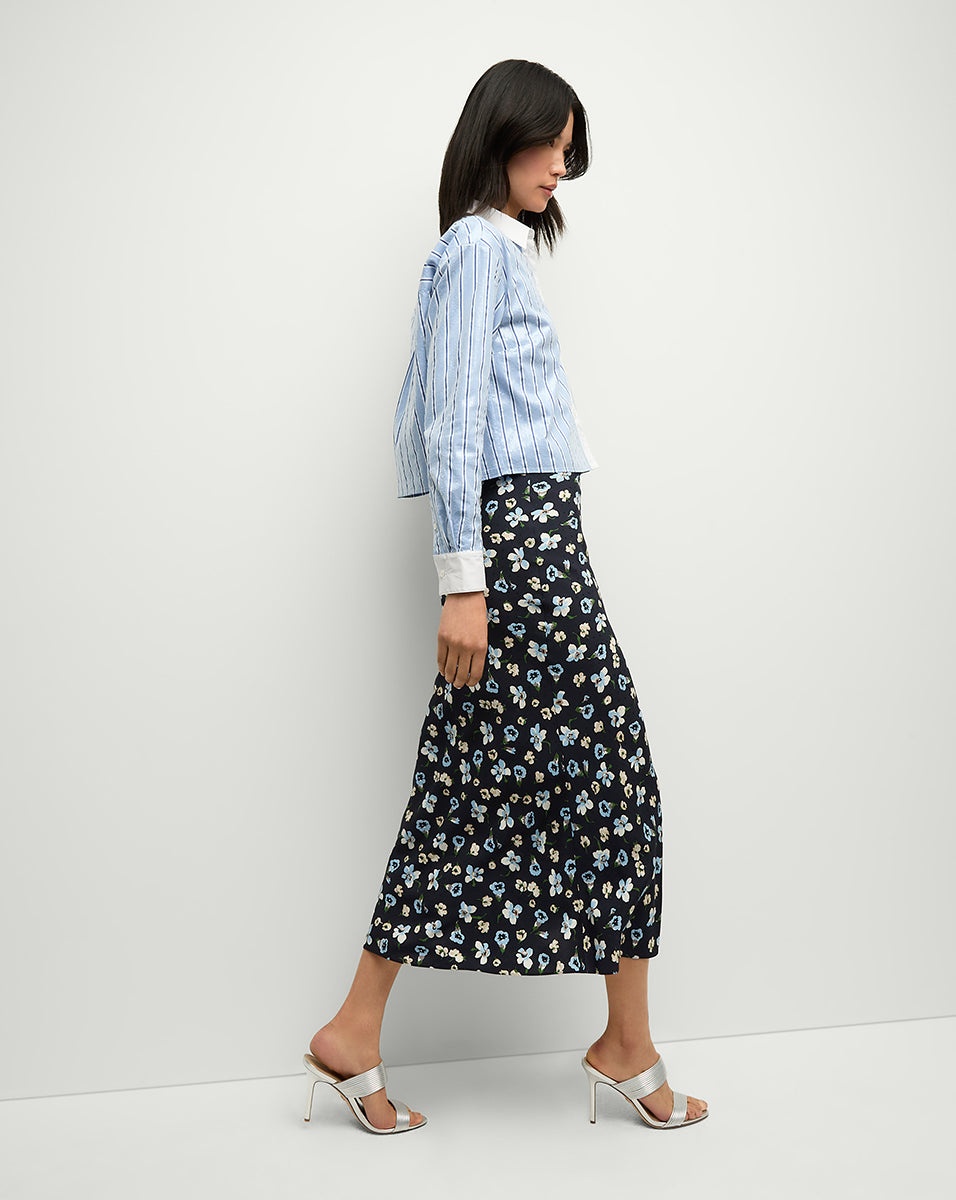 CLOVER STRETCH-SILK FLORAL SKIRT - 4