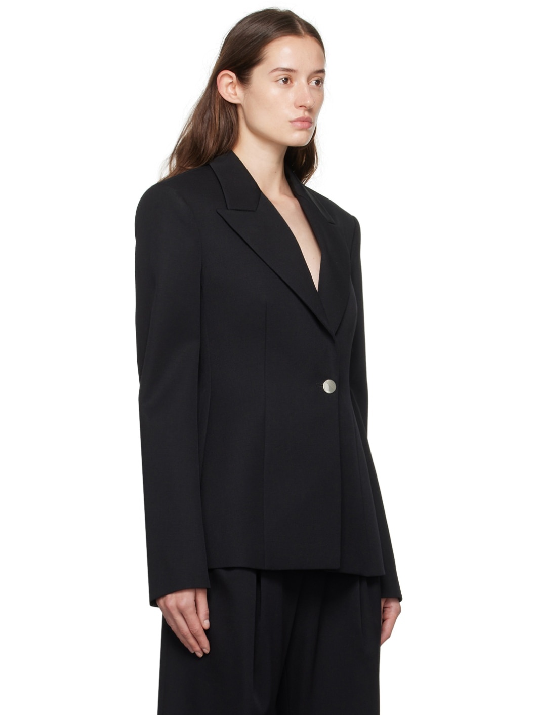 Black Peaked Lapel Blazer - 2