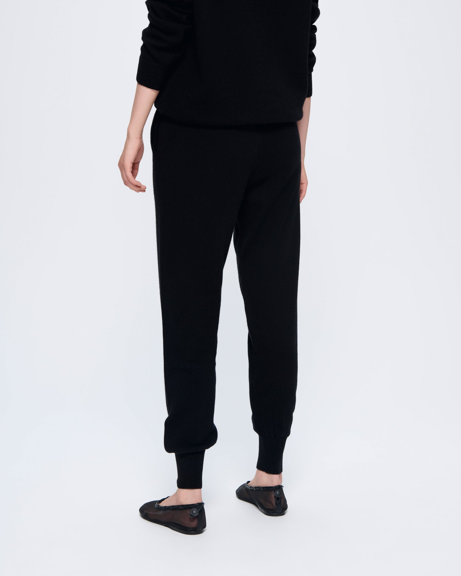 Womens Recycled Cashmere Track Pants - Black - 5