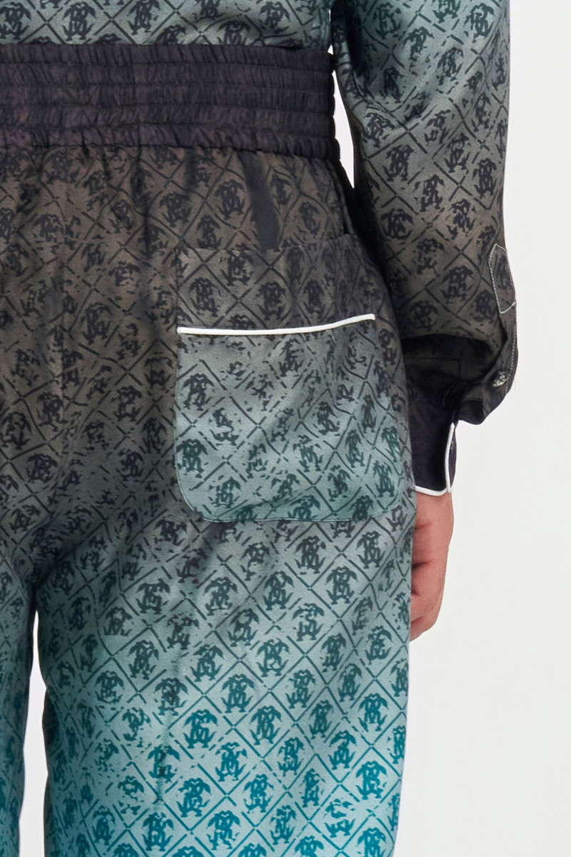 Monogram Print Silk Trousers 6
