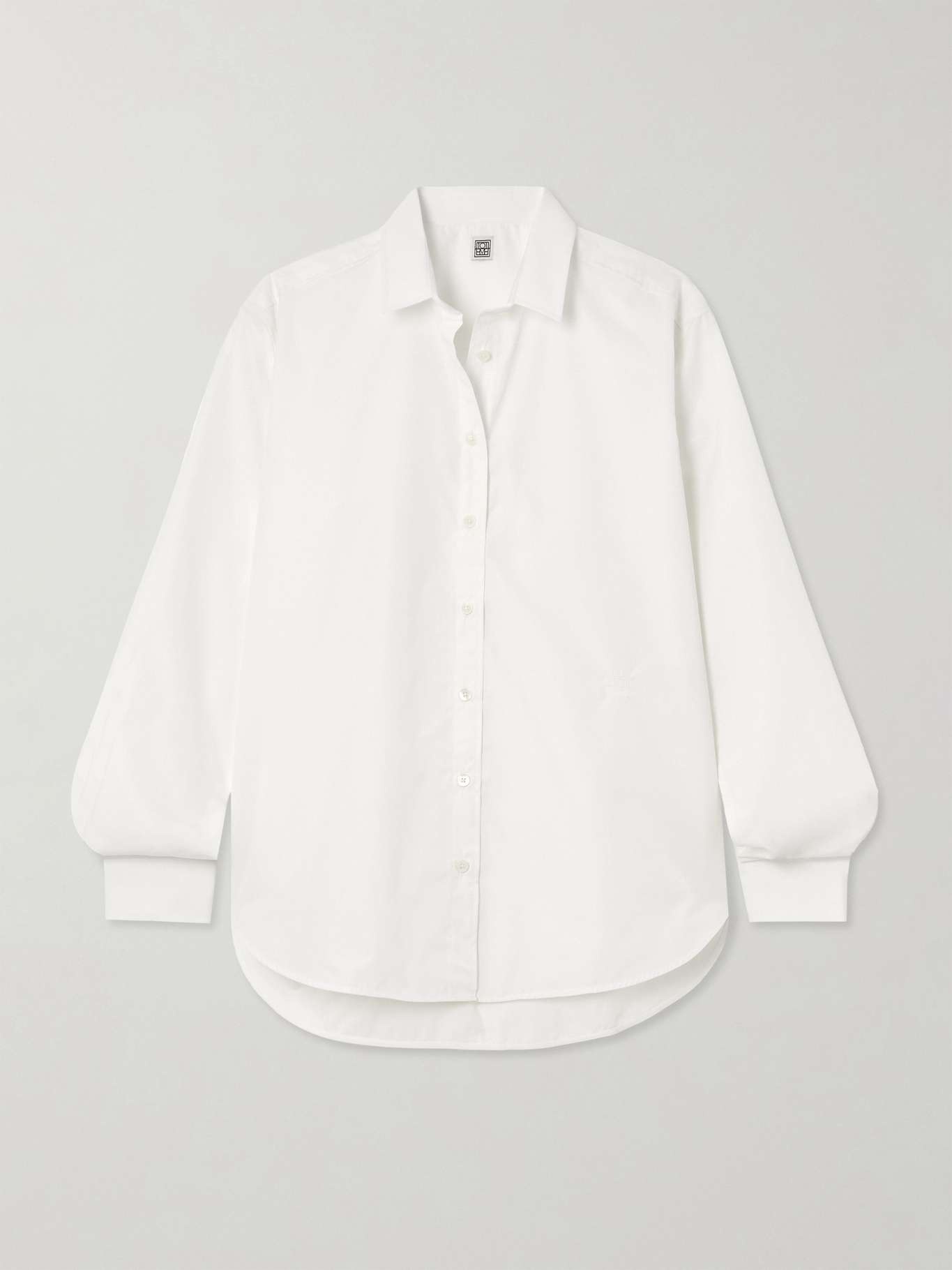 Oversized embroidered organic cotton-poplin shirt - 1