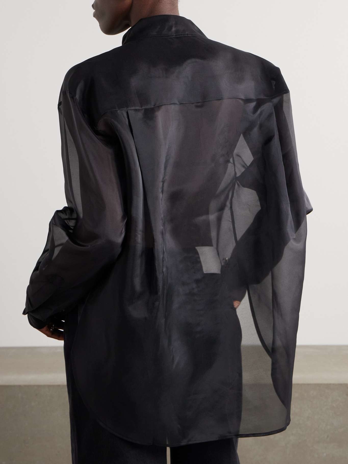 Peri silk-blend organza shirt Black - 4