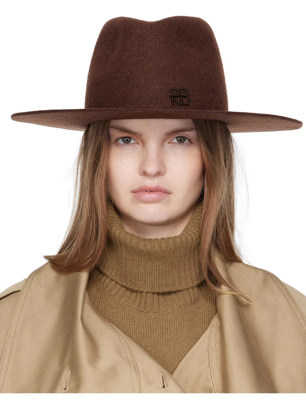 Brown Monogram-Embellished Fedora - 1