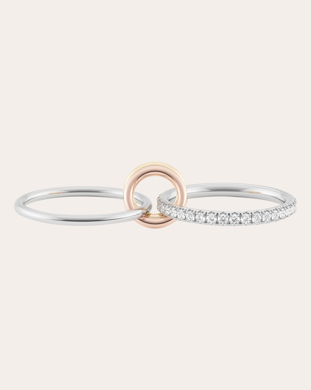 Marigold 18K Gold Sterling Silver and Diamond Linked Rings - 3