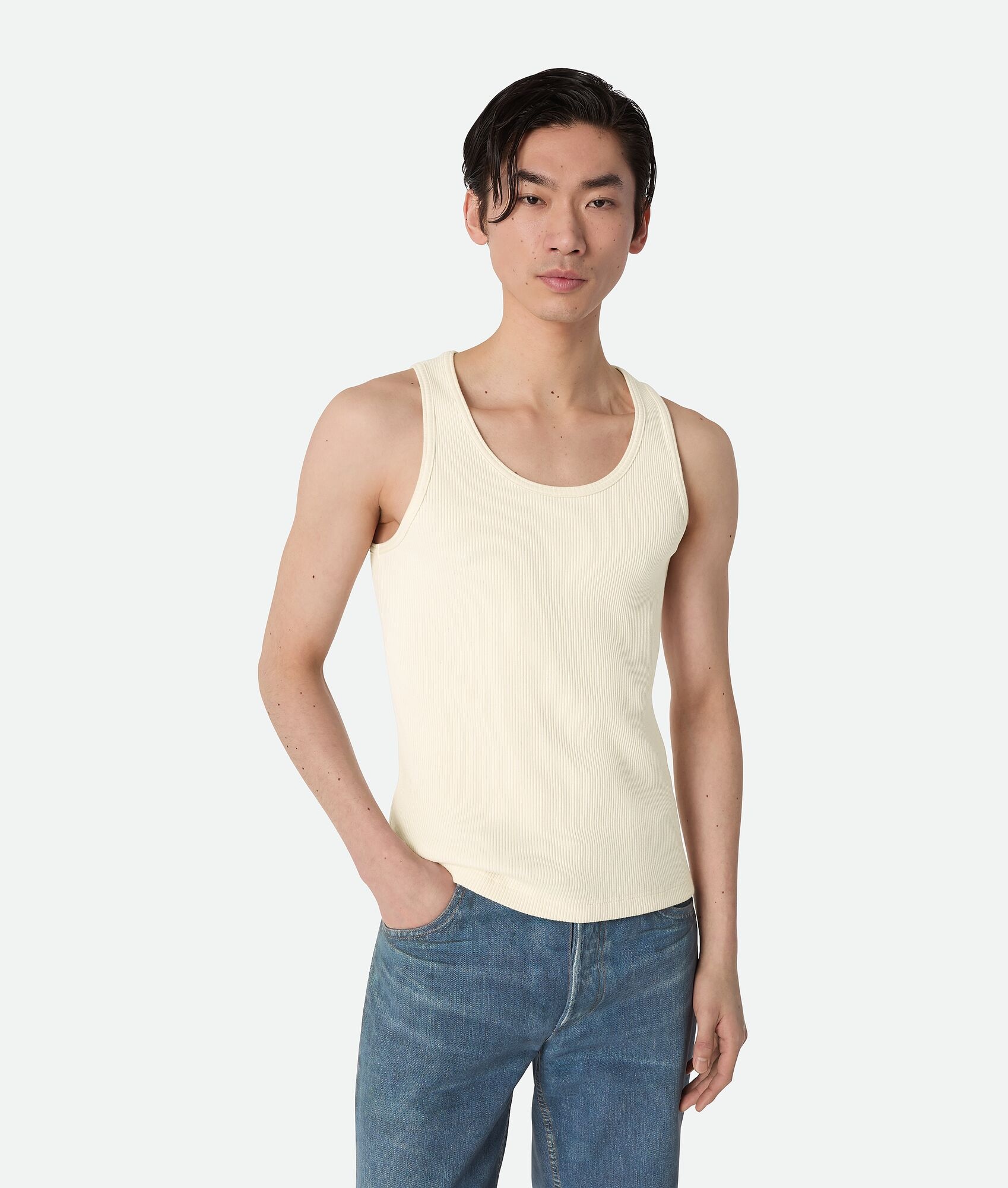 【送料&関税込】Bottega Veneta Cotton Rib Jersey Tank Top Bottega Veneta Compact Cotton Rib Jersey Tank Top | REVERSIBLE