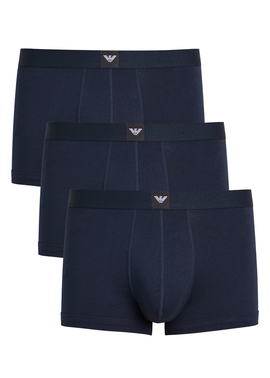 Emporio Armani Logo-plaque Stretch-cotton Trunks - 1