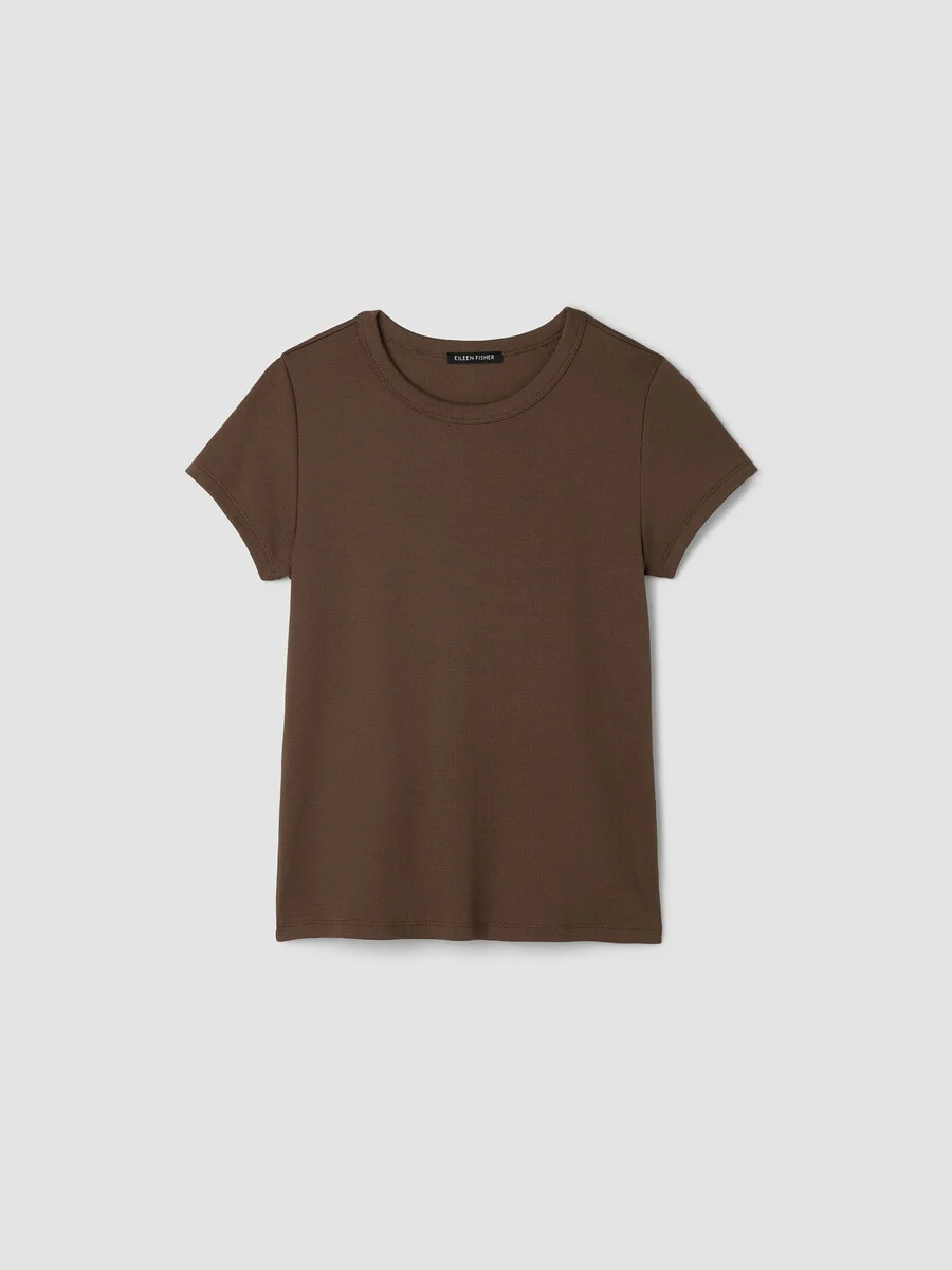 Organic Cotton Stretch Rib Crew Neck Tee - 1