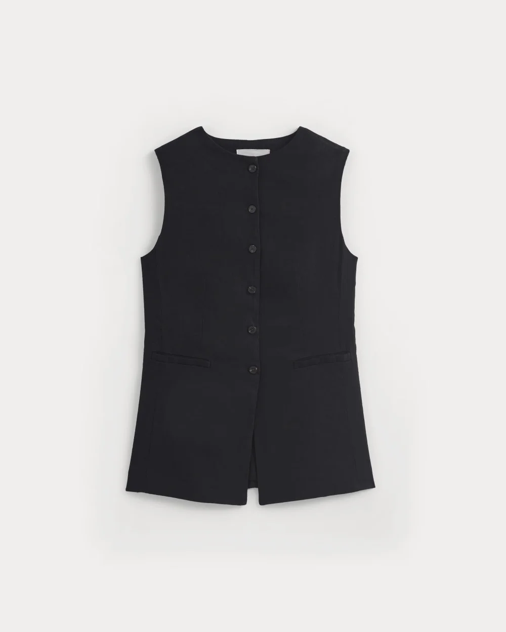 LONG VEST IN STRETCH LINEN - 1