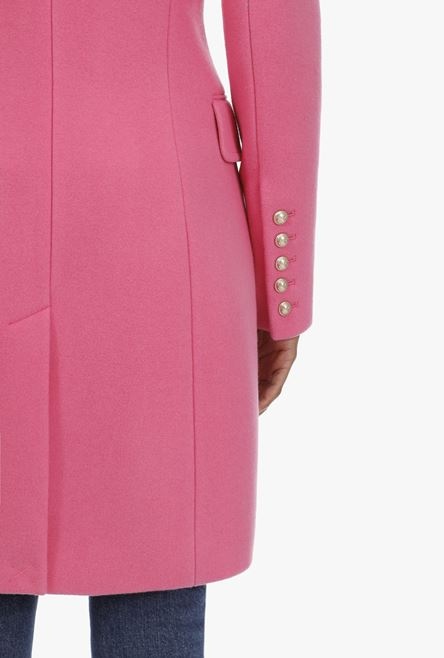 Double-breasted pink wool coat - 10