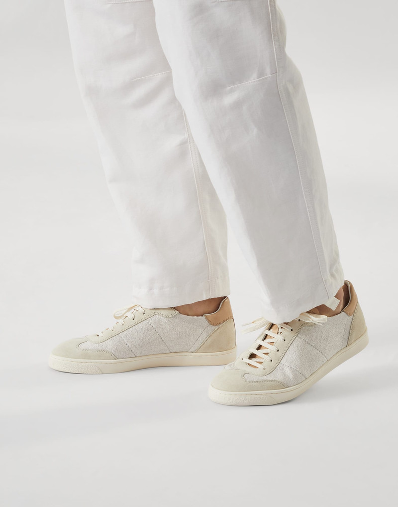 Cotton knit, washed suede and soft calfskin sneakers 4