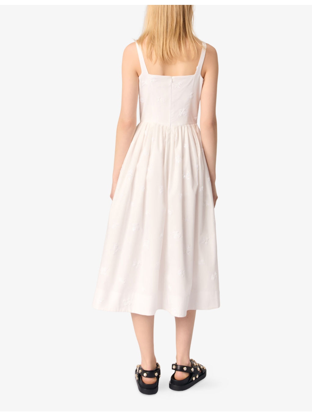 Floral-Embroidered Sequin-Embellished Woven Midi Dress - 4