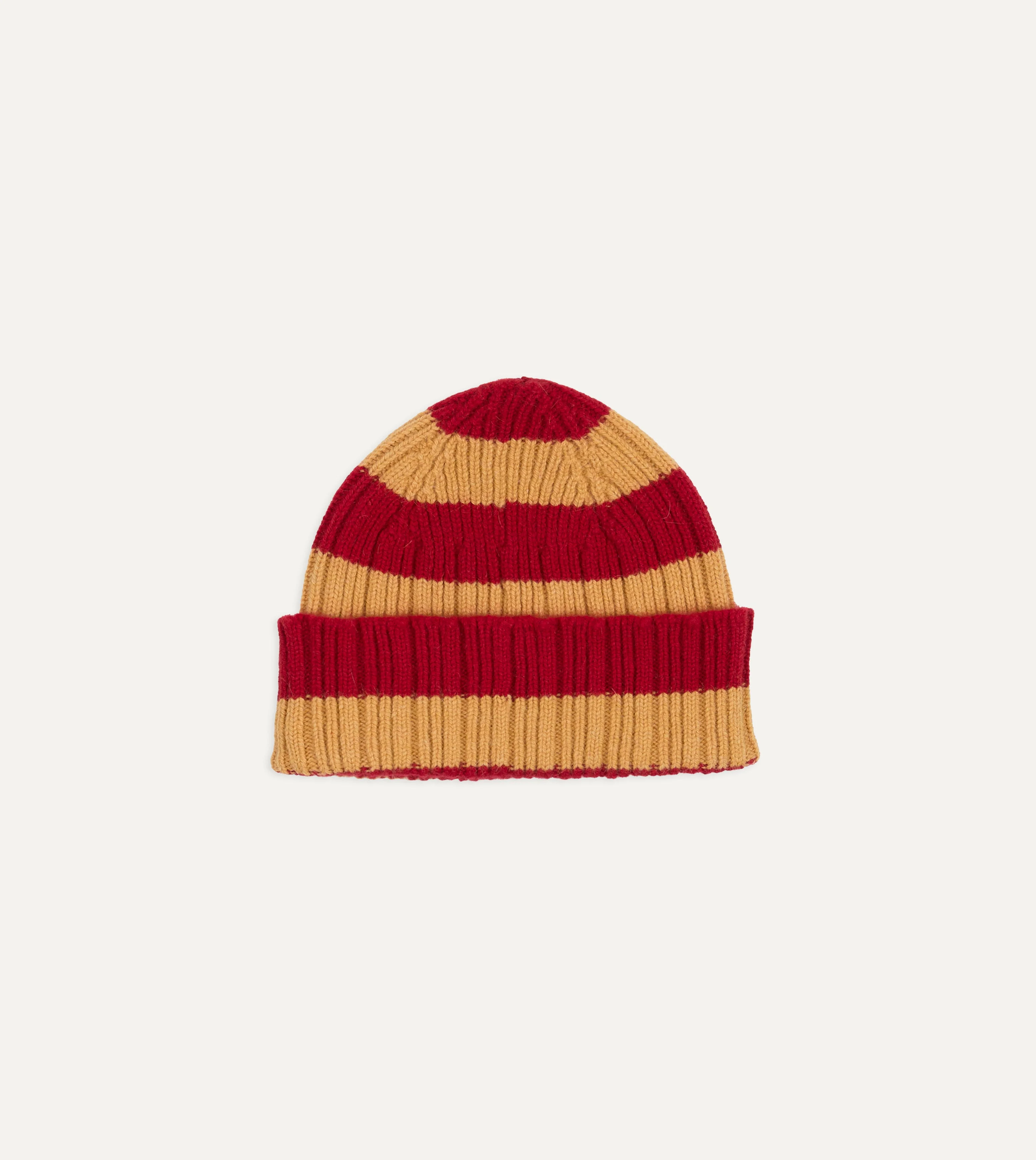 Yellow and Red Stripe Geelongora Ribbed Knit Cap - 1