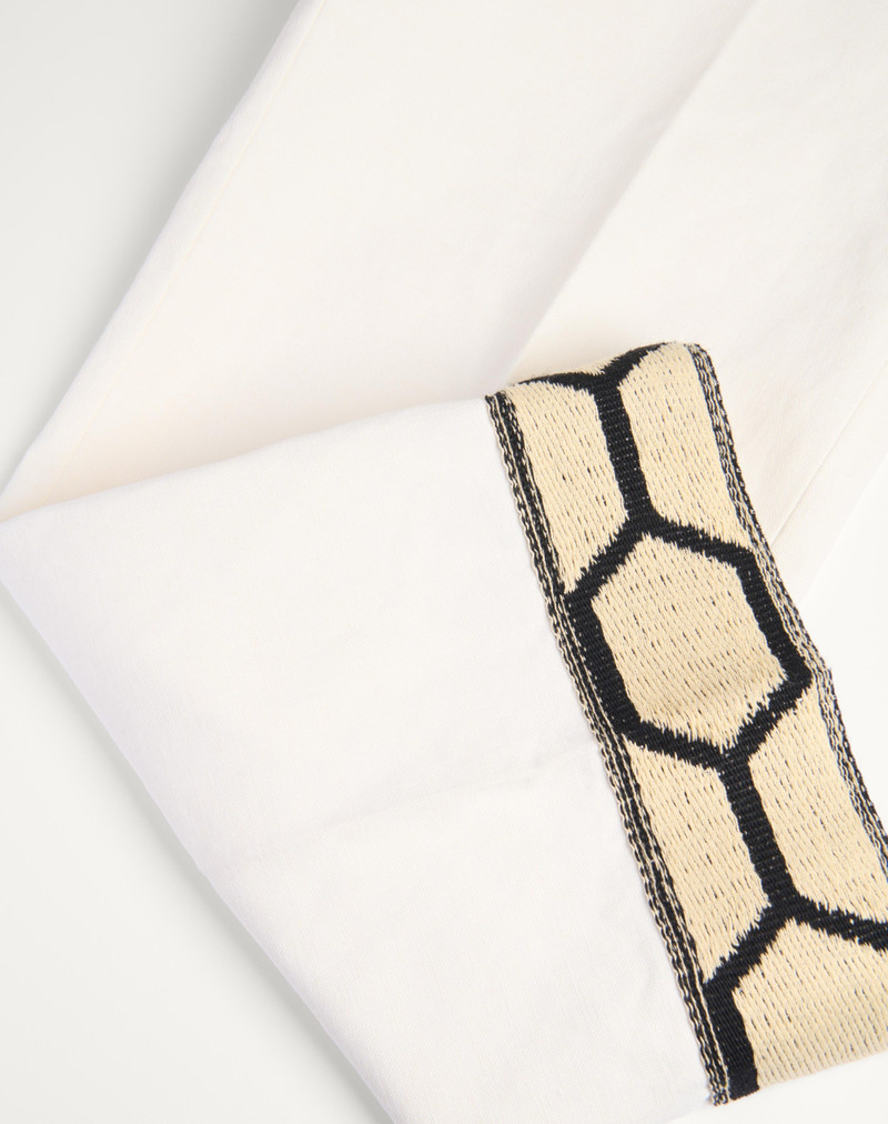 COTTON AND LINEN PANTS WITH JACQUARD HEM 7