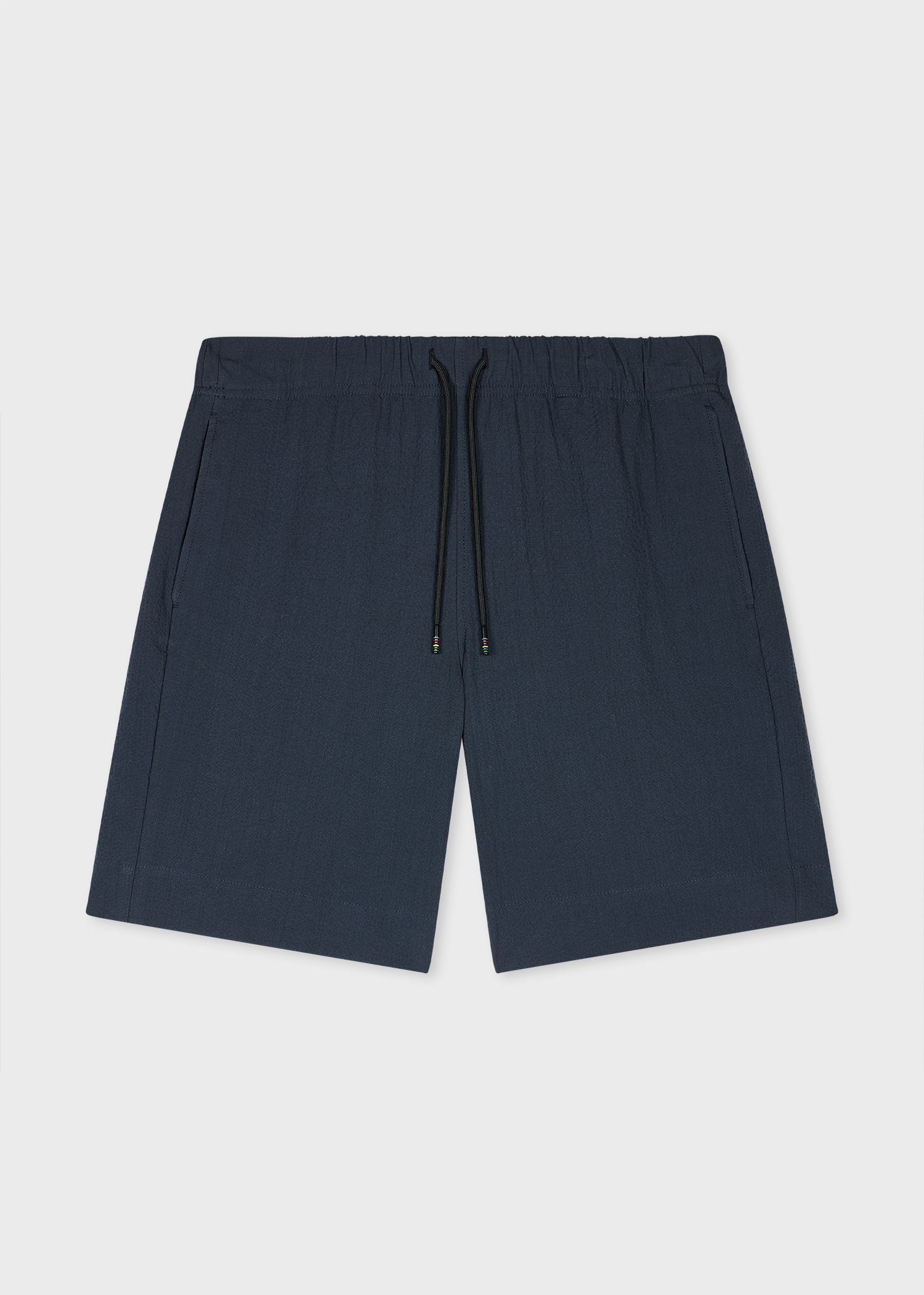 Navy Stretch-Cotton Seersucker Shorts - 1