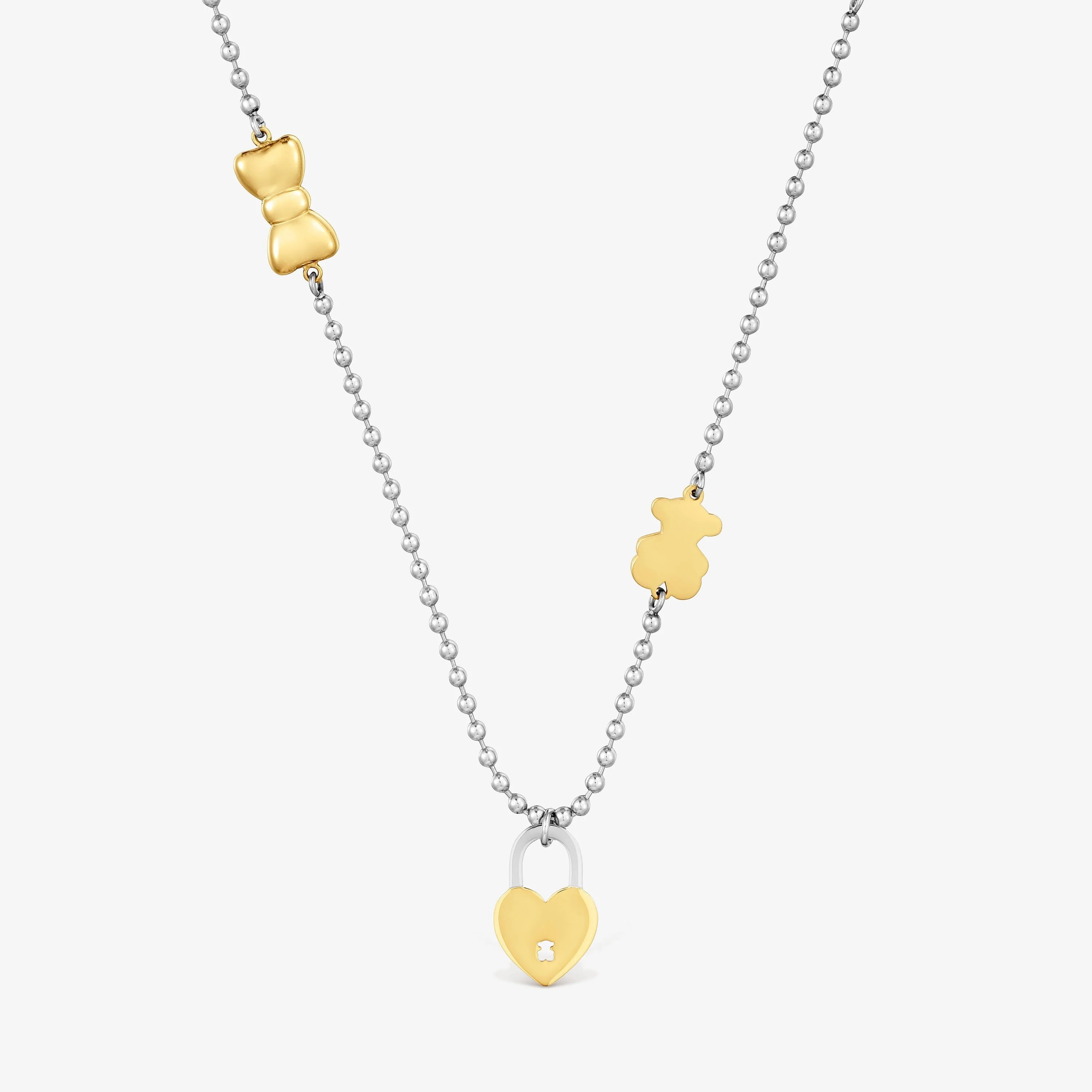 Long two-tone steel Necklace with charms TOUS Charming - 1