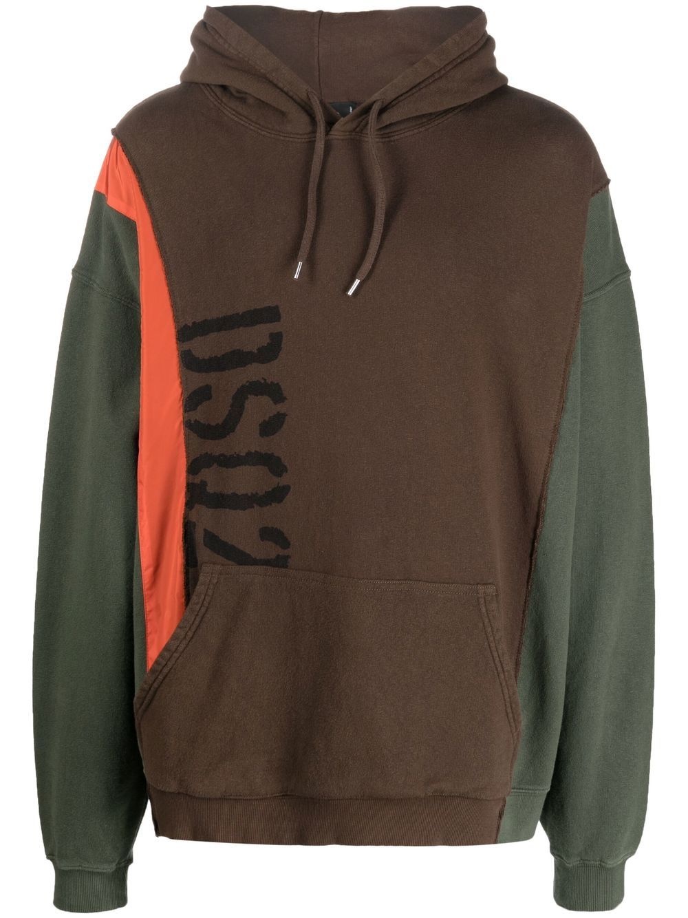 colour-blocked logo-print hoodie - 1