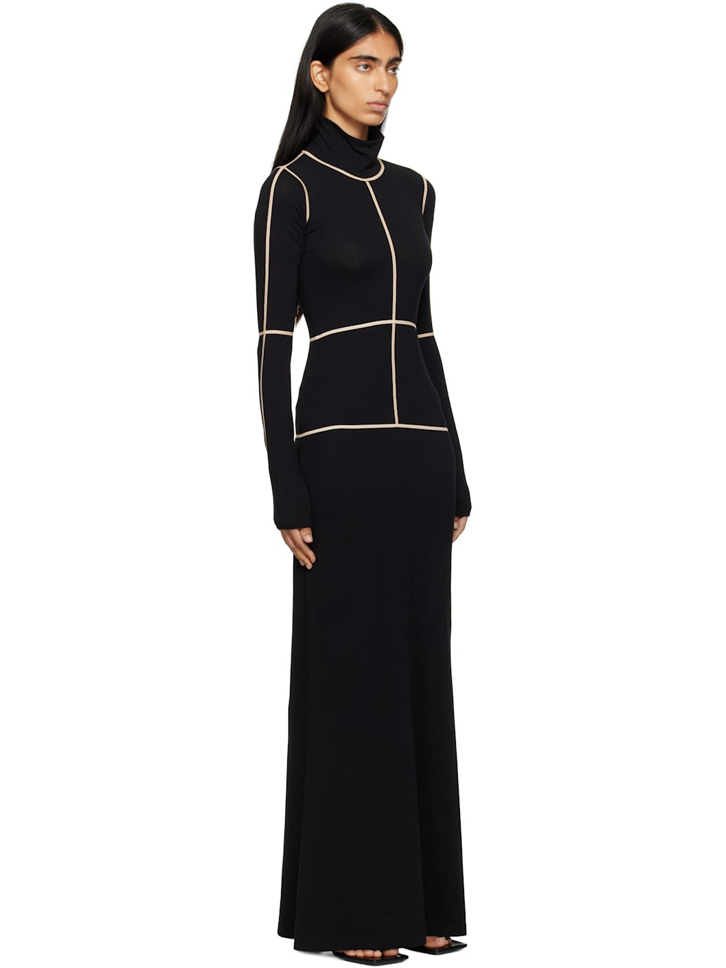 Black Taped Seam Maxi Dress - 2