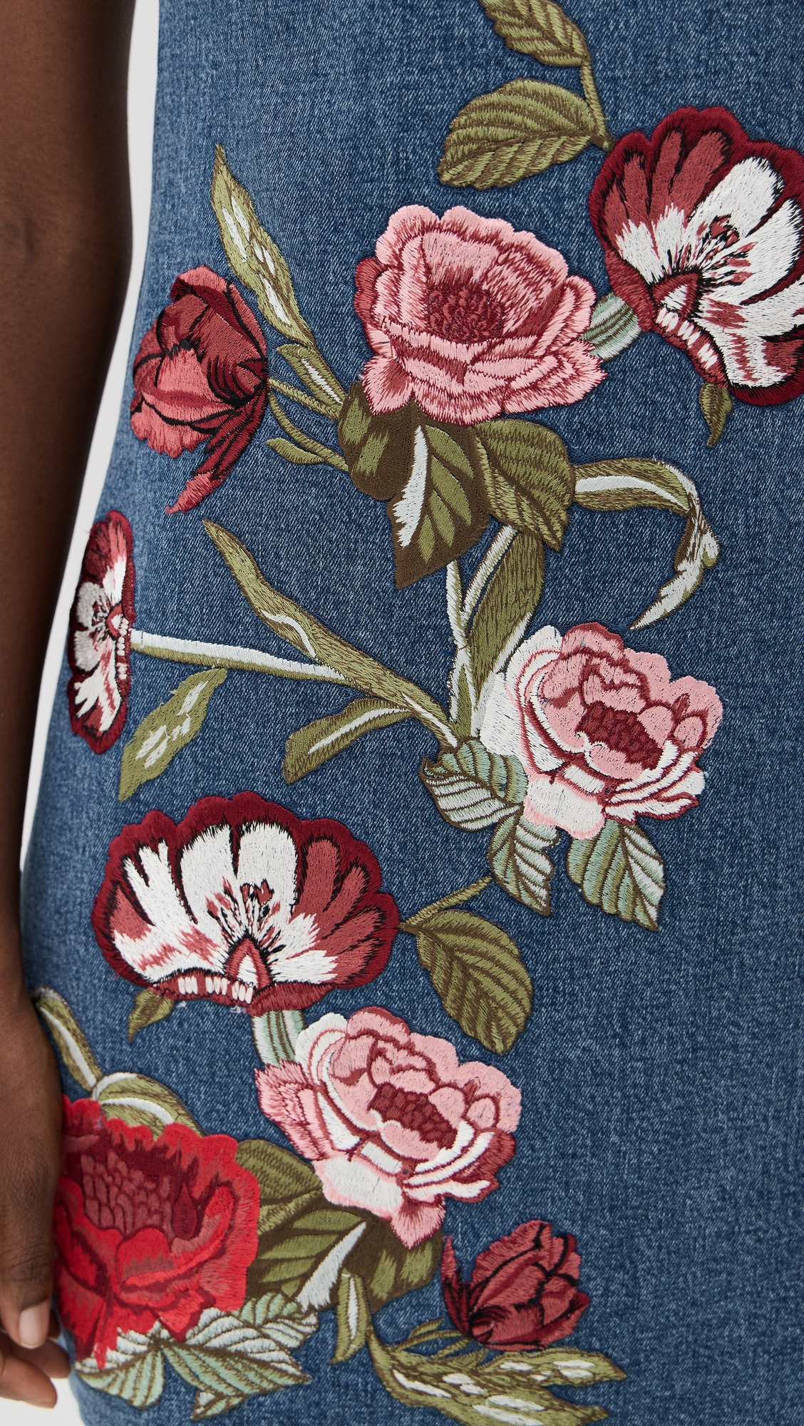 Cade Embroidered Sleeveless Shift Denim Mini Dress - 5