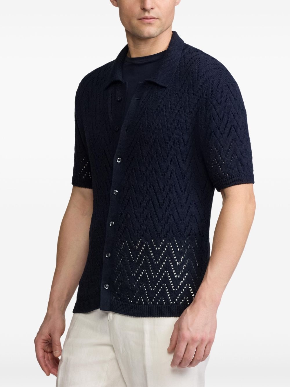 zigzag-knitted short-sleeve shirt - 4