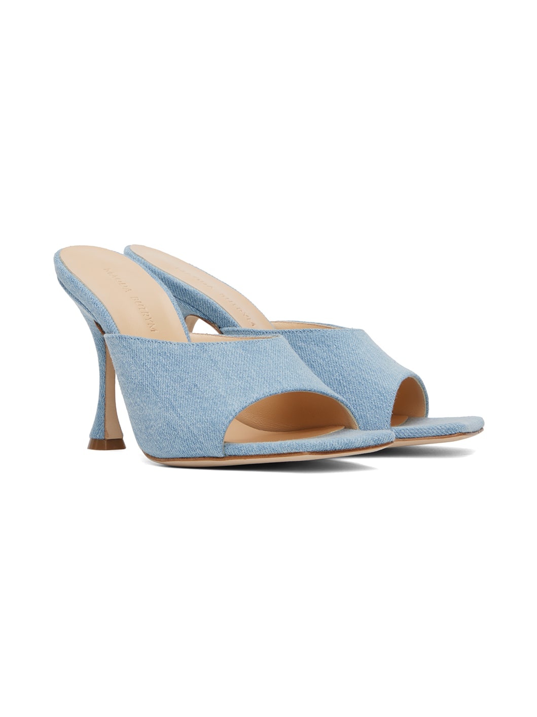 Blue Square Toe Denim Mules - 4