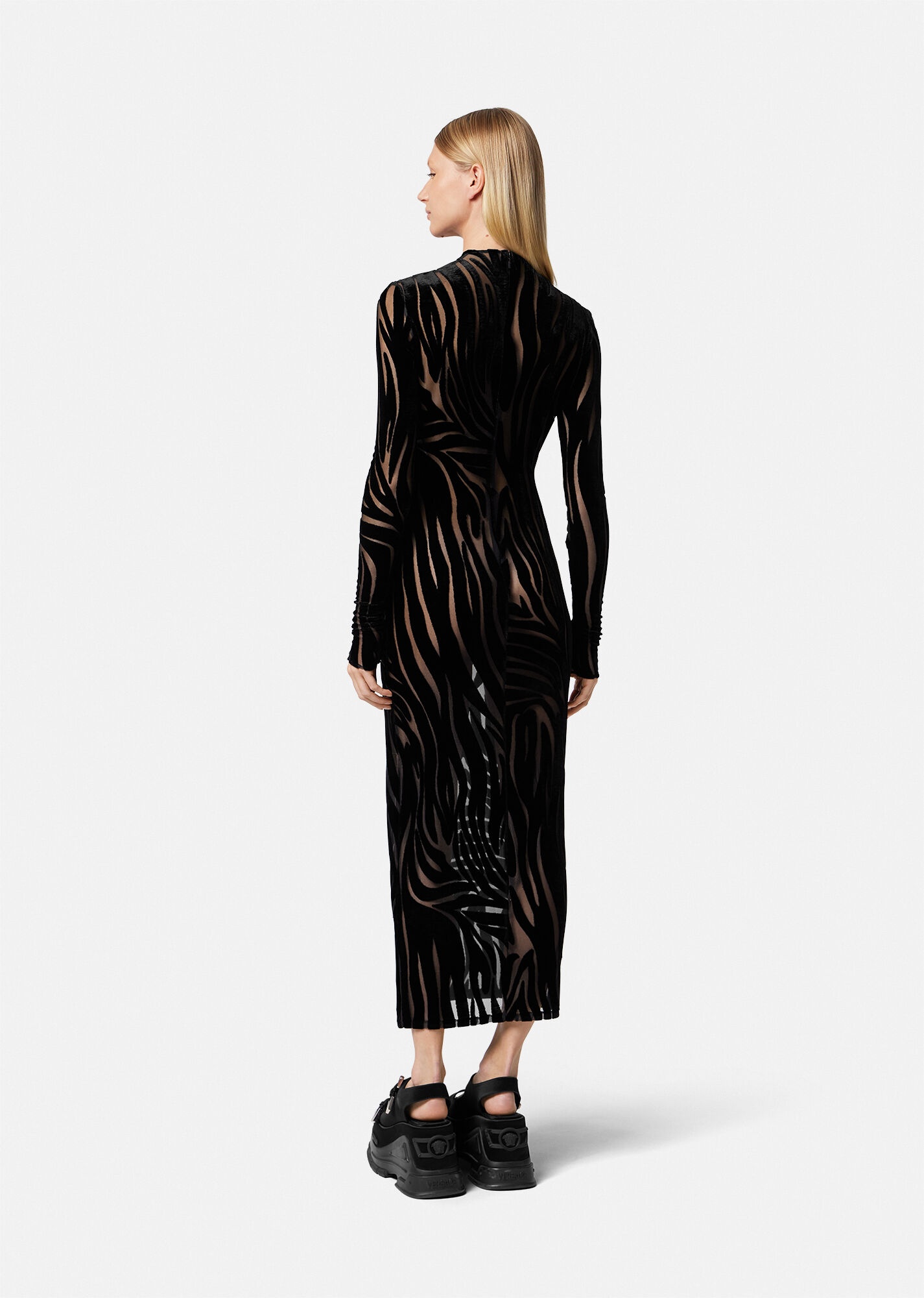 Zebra Velvet Midi Dress - 4