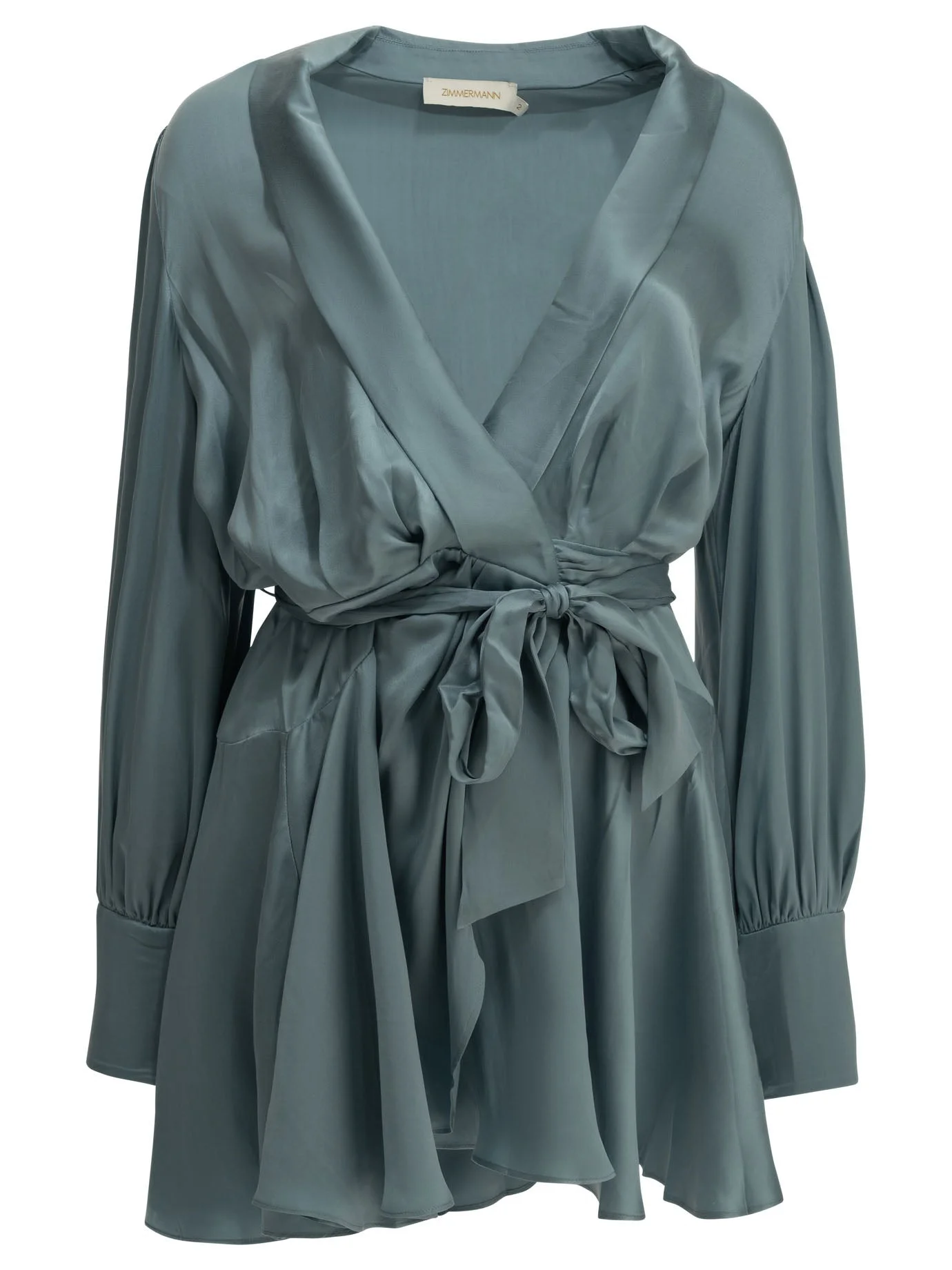 Zimmermann Short Wrap Dress Light Blue - 1
