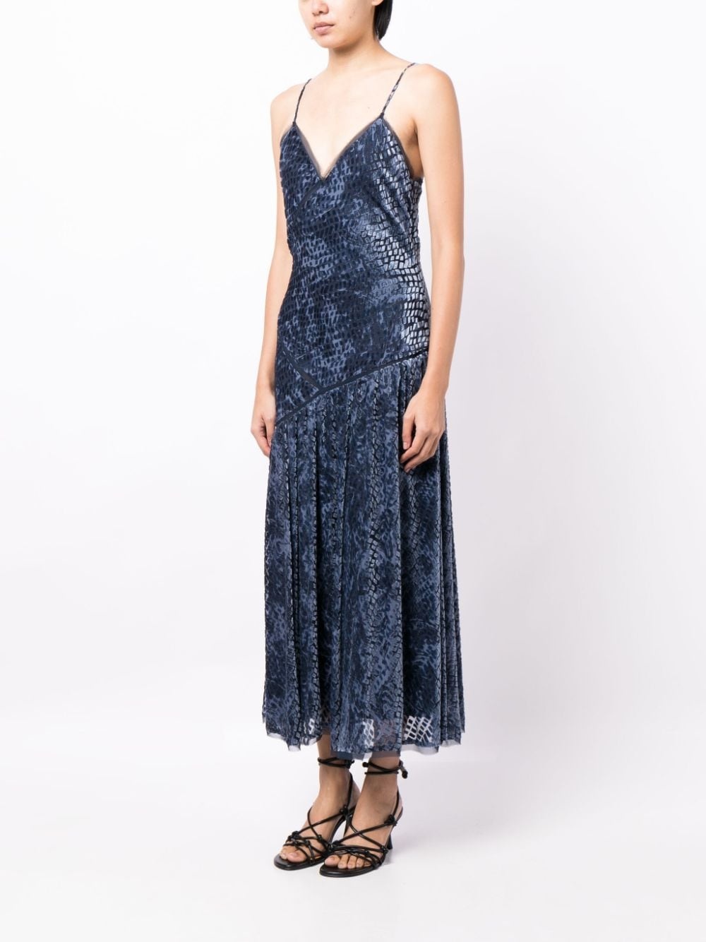 Elodie devorÃ©-effect midi dress - 3