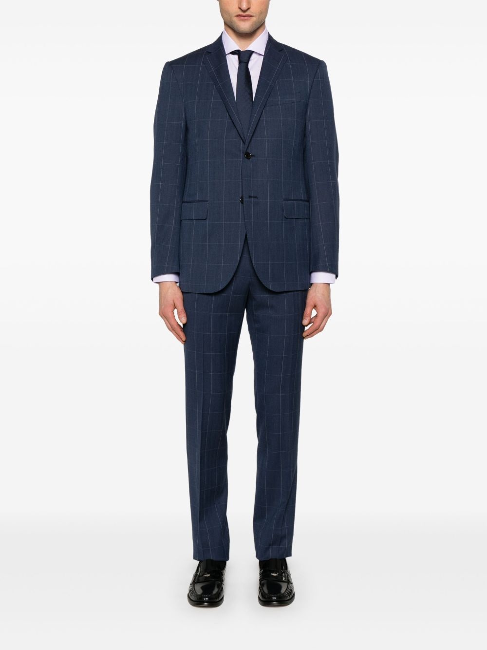 windowpane-pattern suit - 2