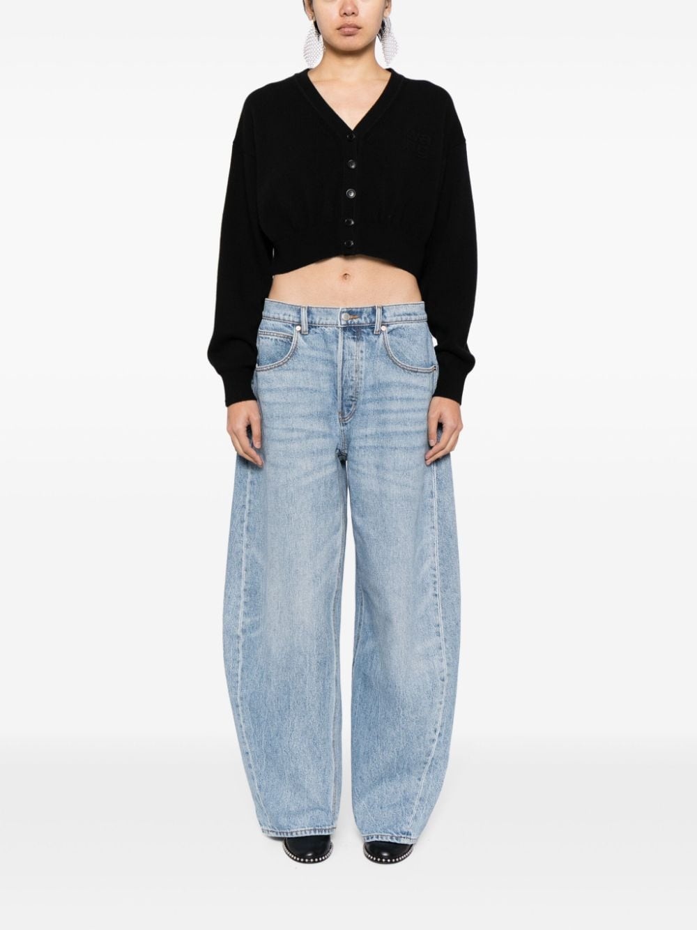 logo-embossed cropped cardigan - 2